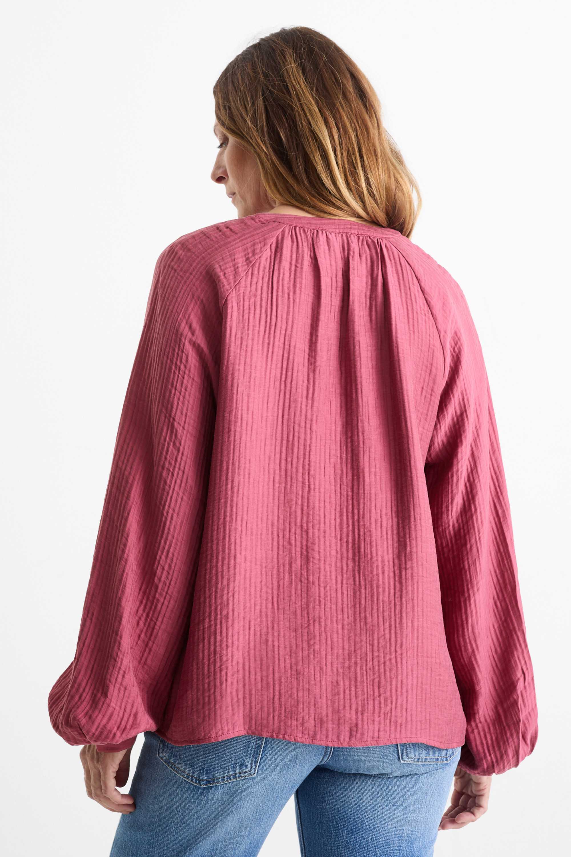 V-neck blouse dark red