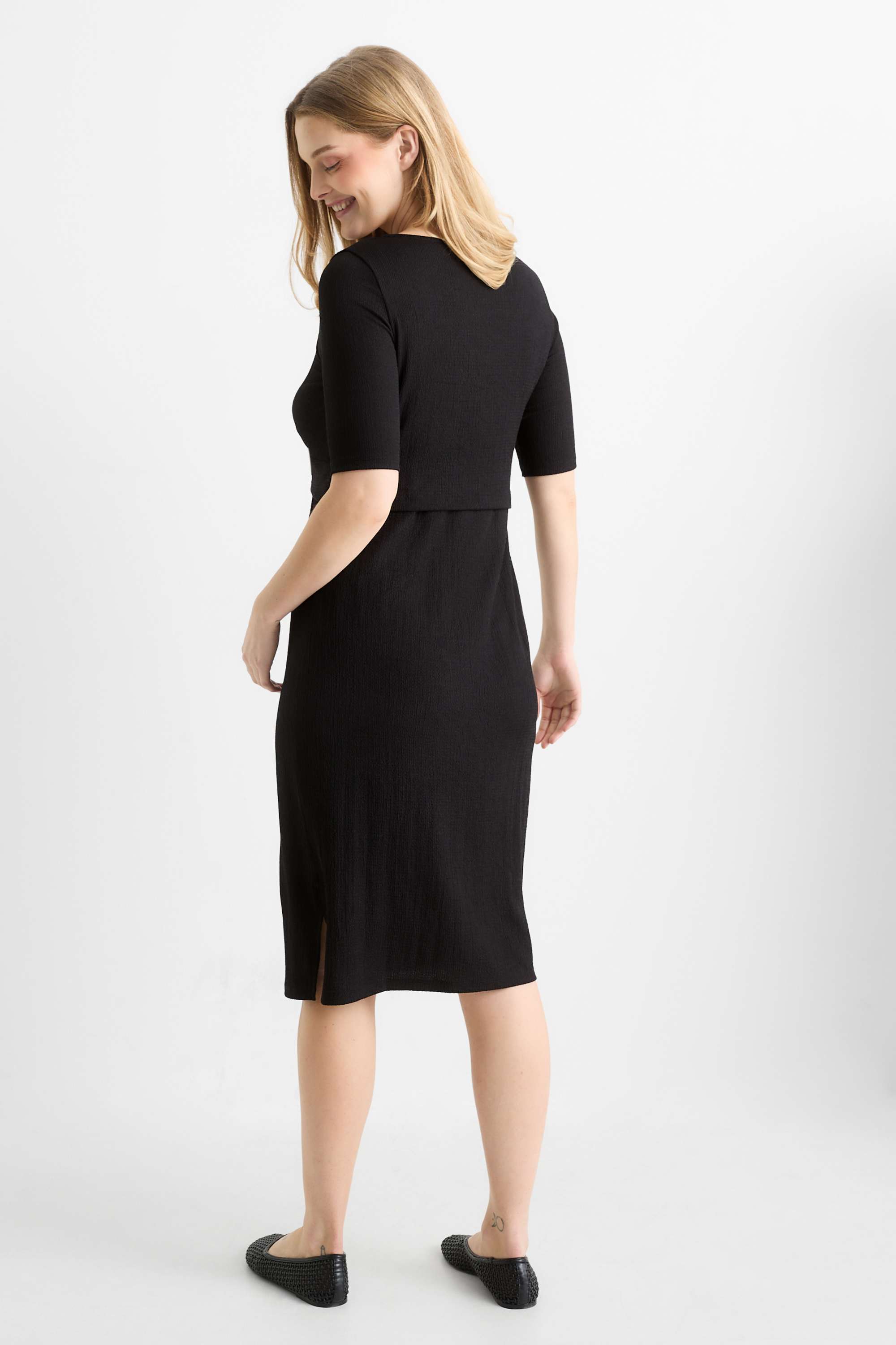 Maternity dress - textured black
