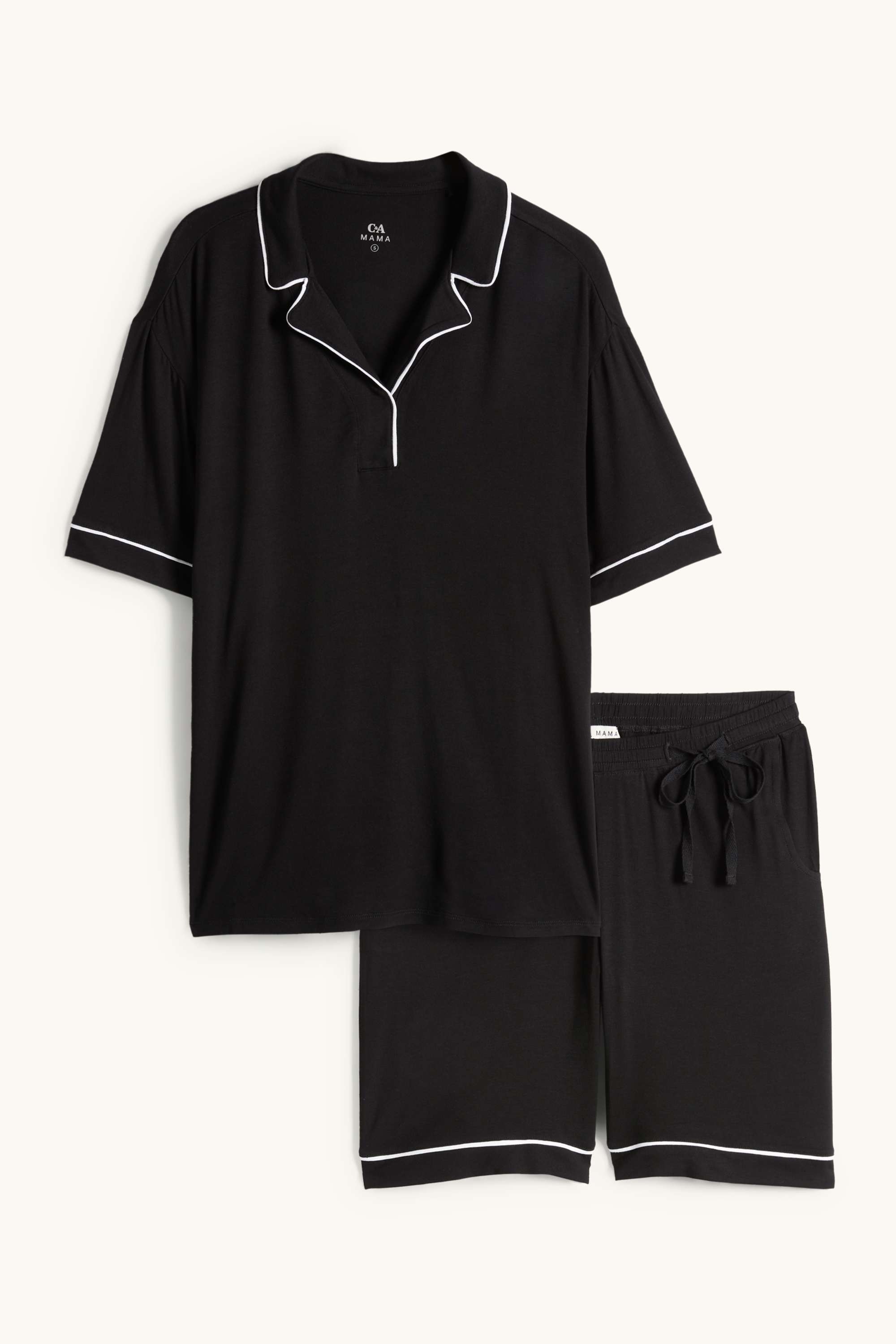 Short viscose maternity pyjamas black