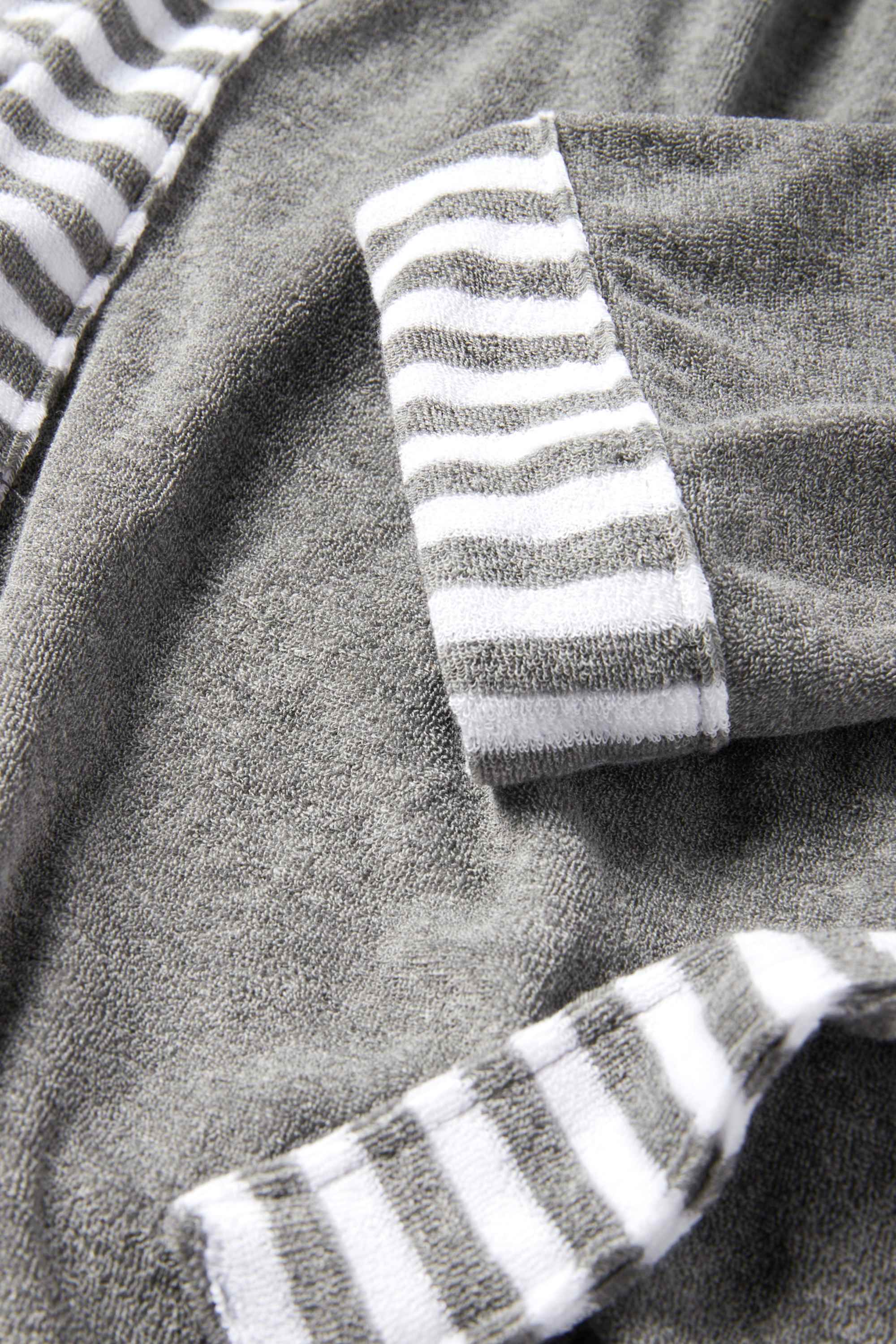 Terry cloth bathrobe with hood gray-melange