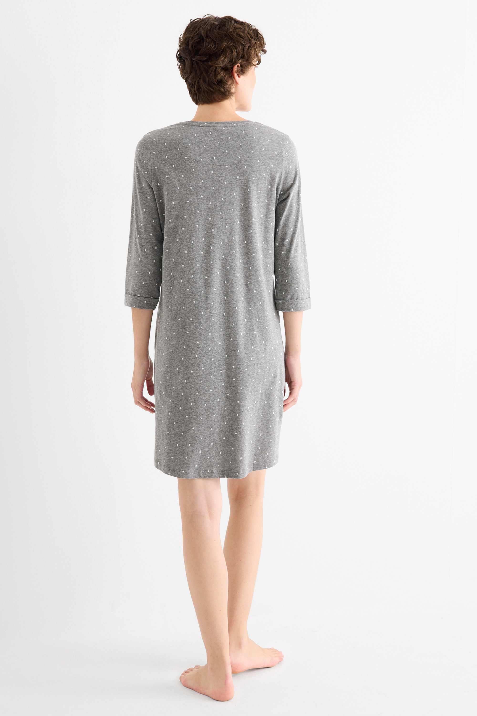 Nightdress - polka dot gray-melange