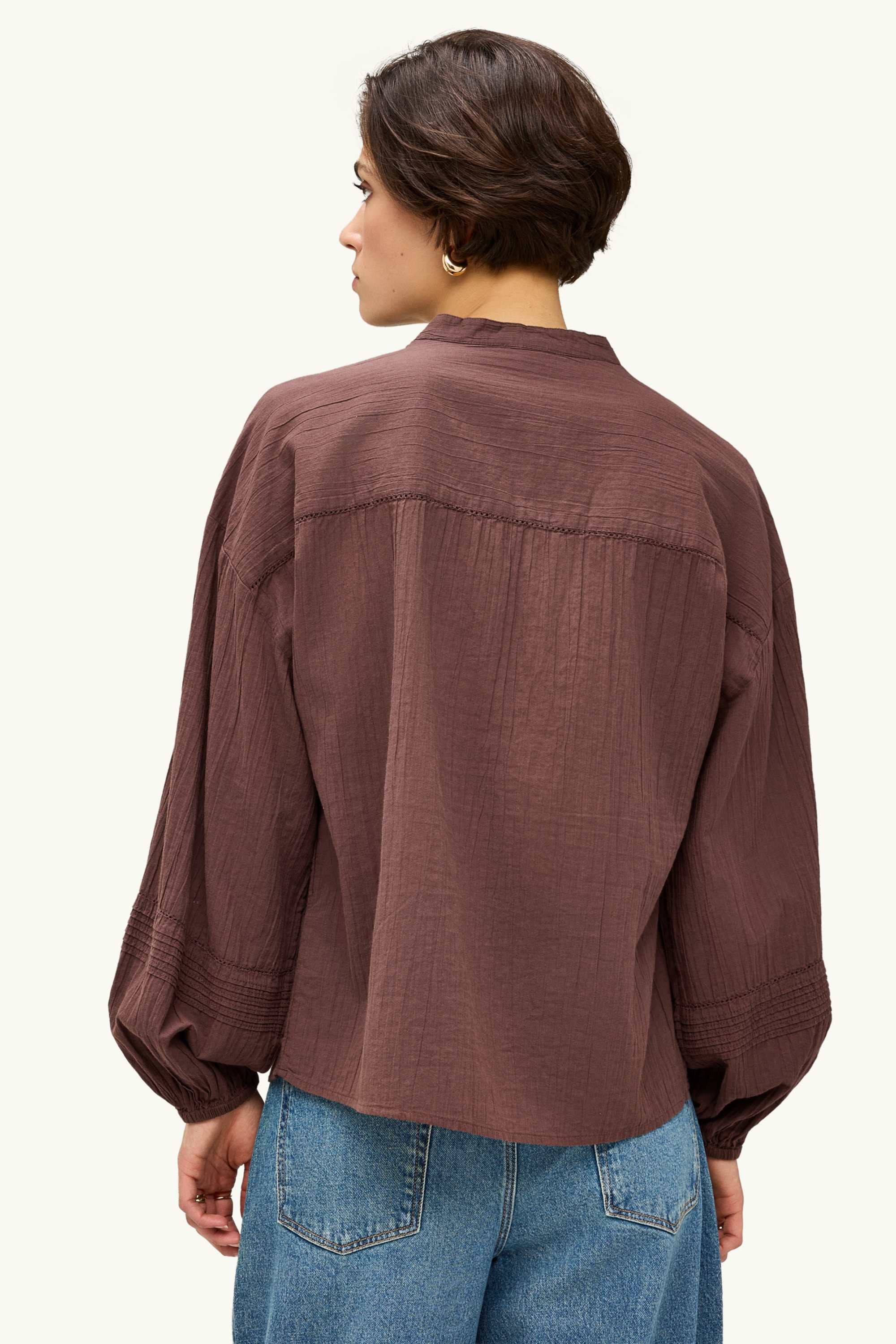 V-neck blouse brown