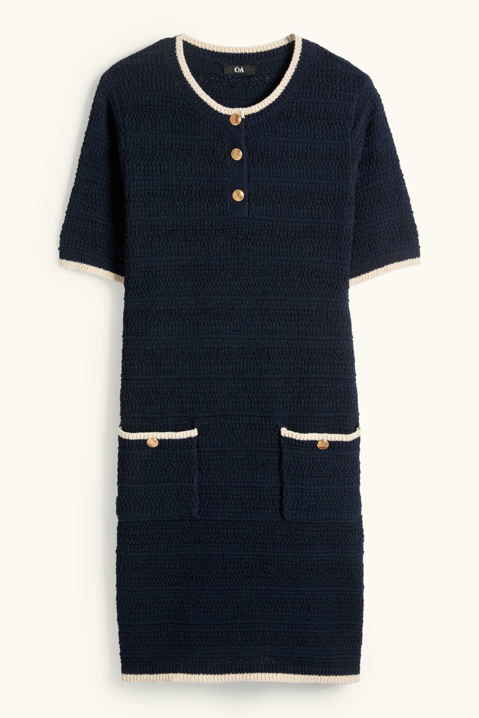 Knitted dress - textured dark blue