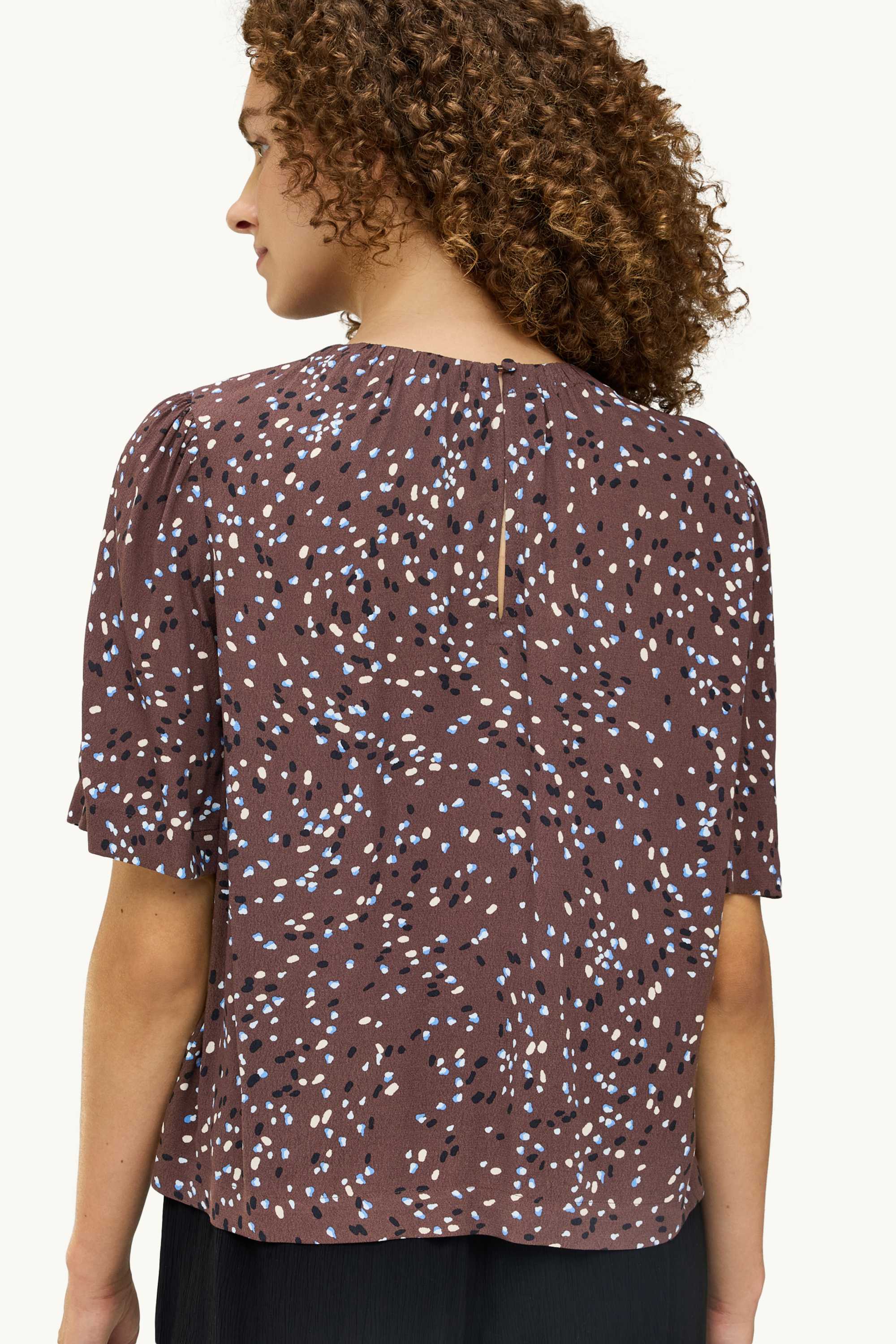 Blouse - polka dot brown