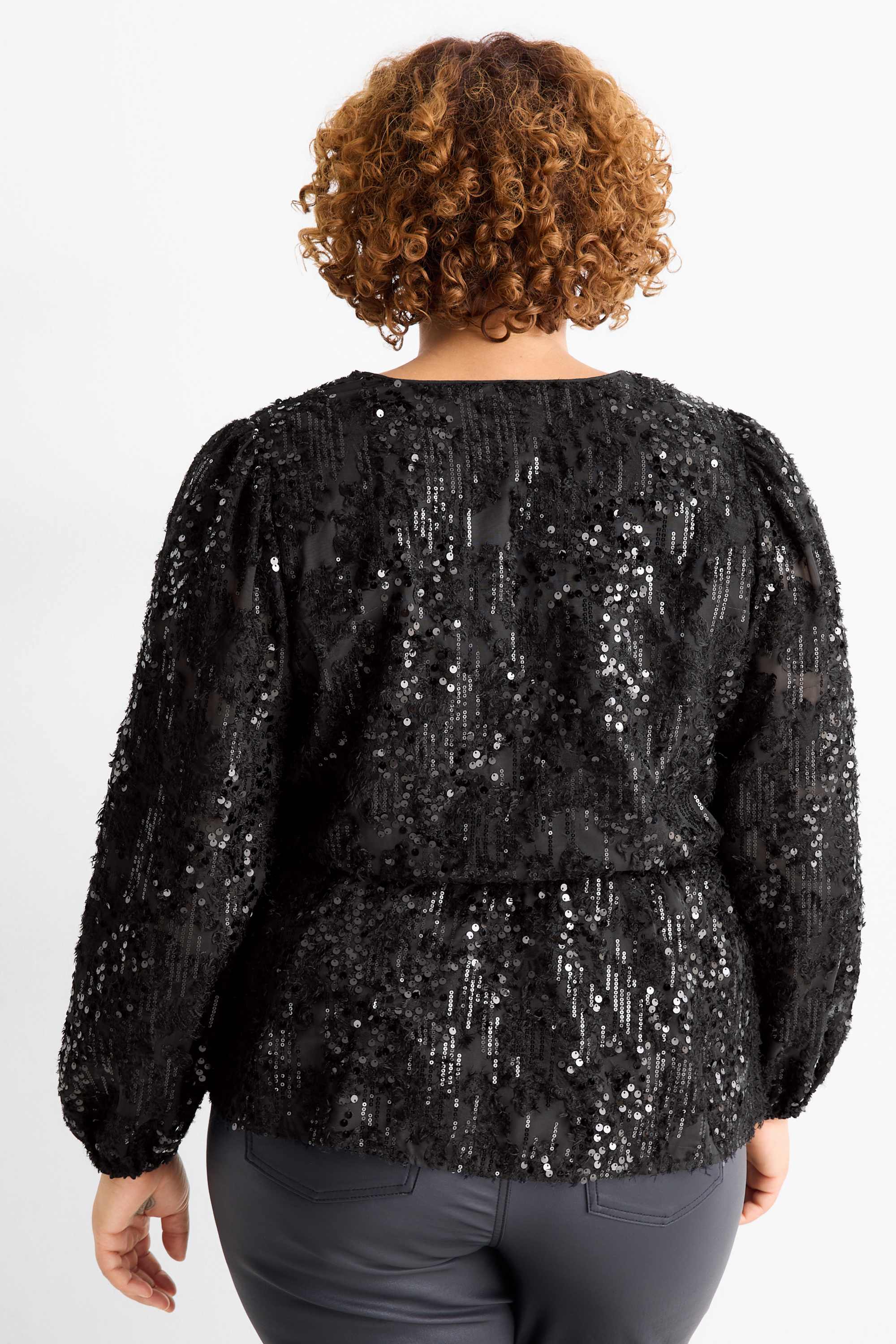 Chiffon sequin blouse black