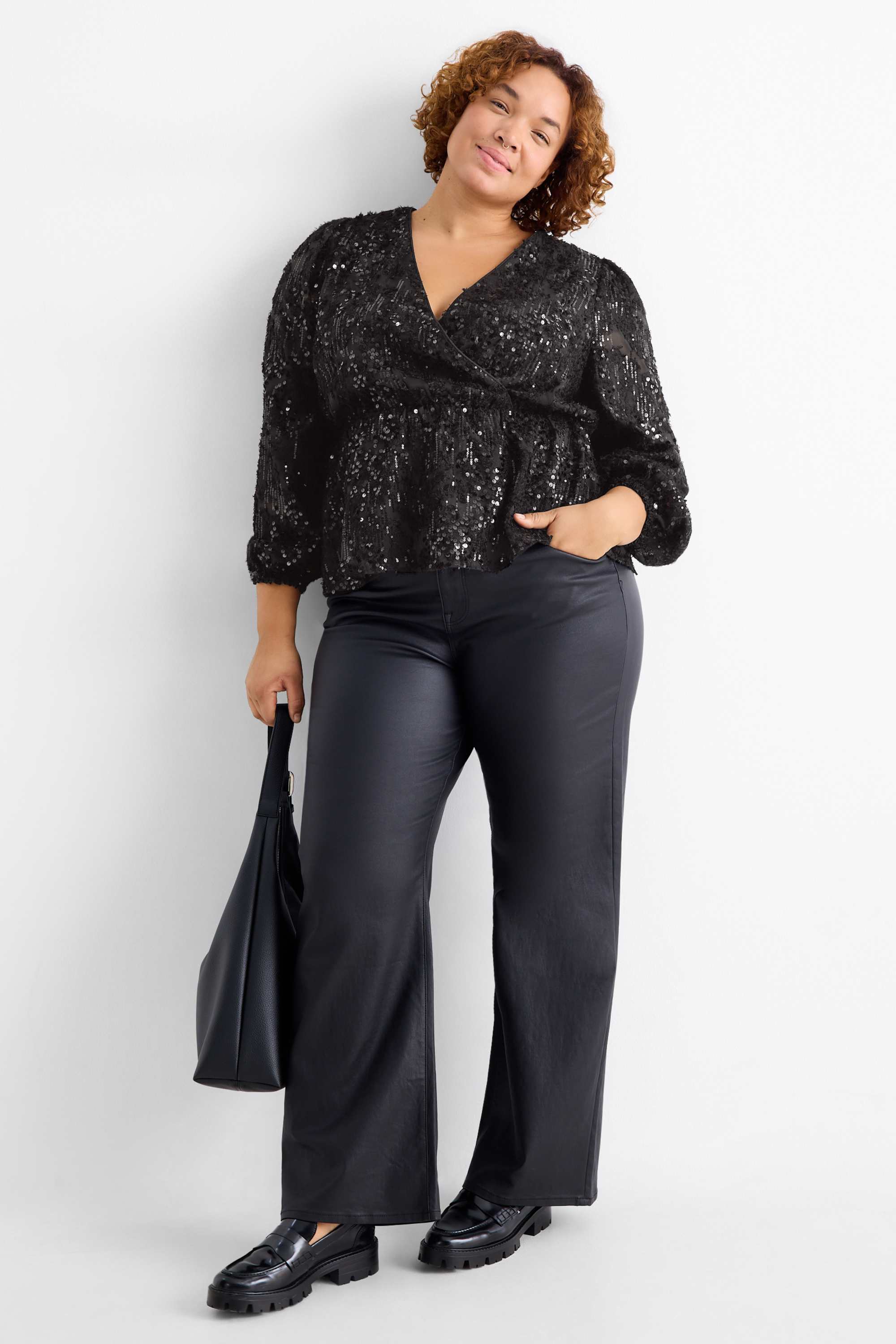 Chiffon sequin blouse black