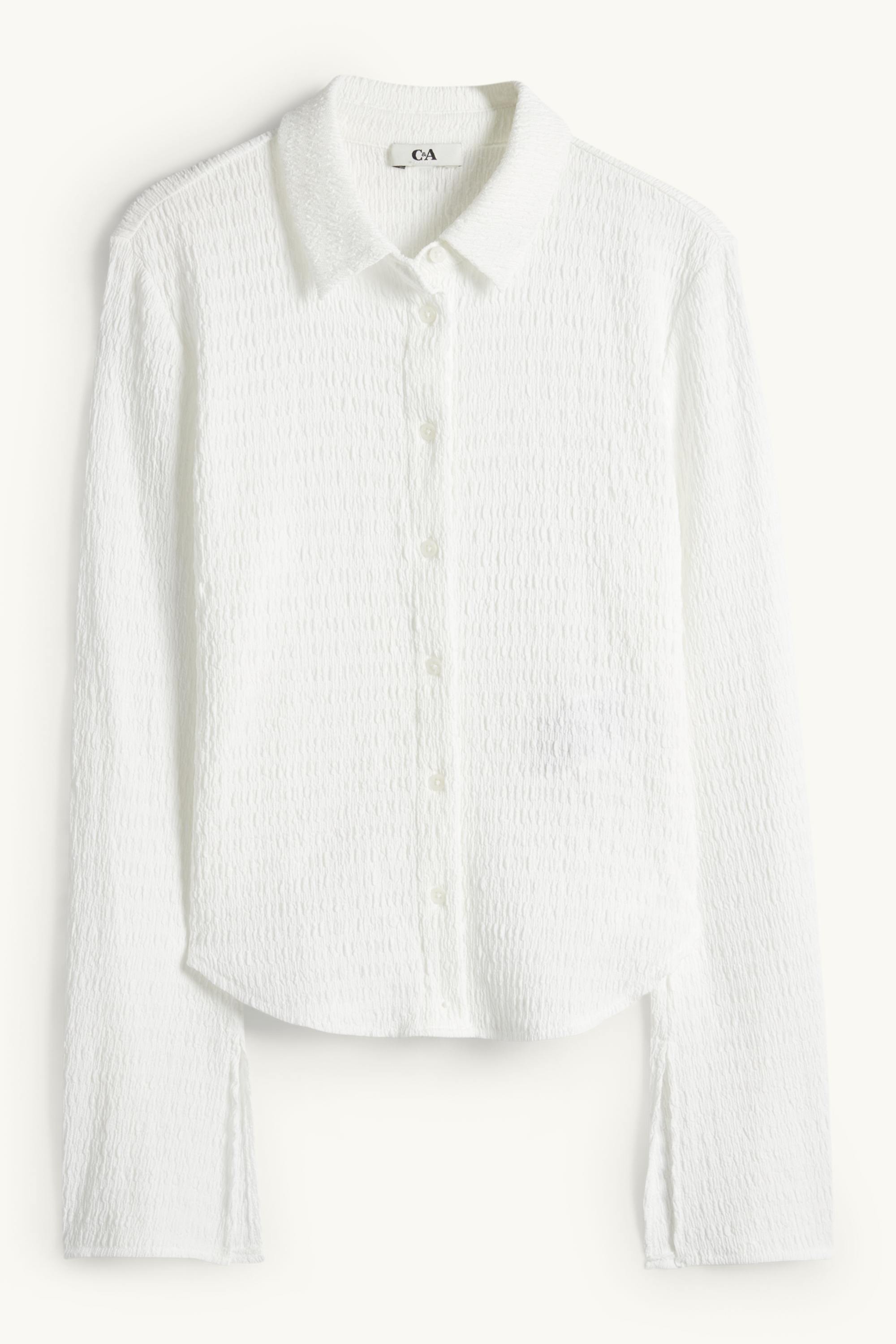 Shirt blouse - smocked white