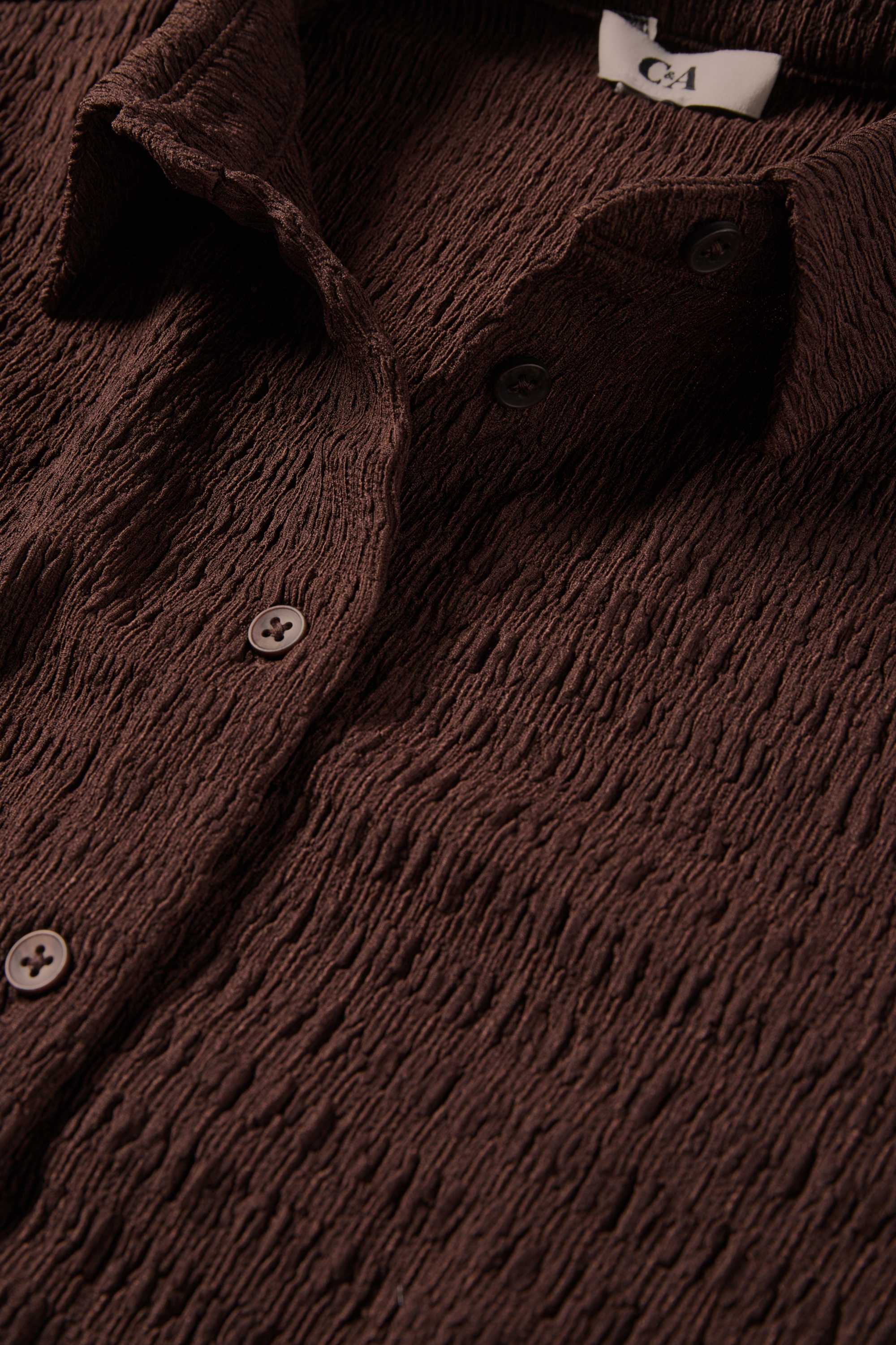 Shirt blouse - smocked dark brown