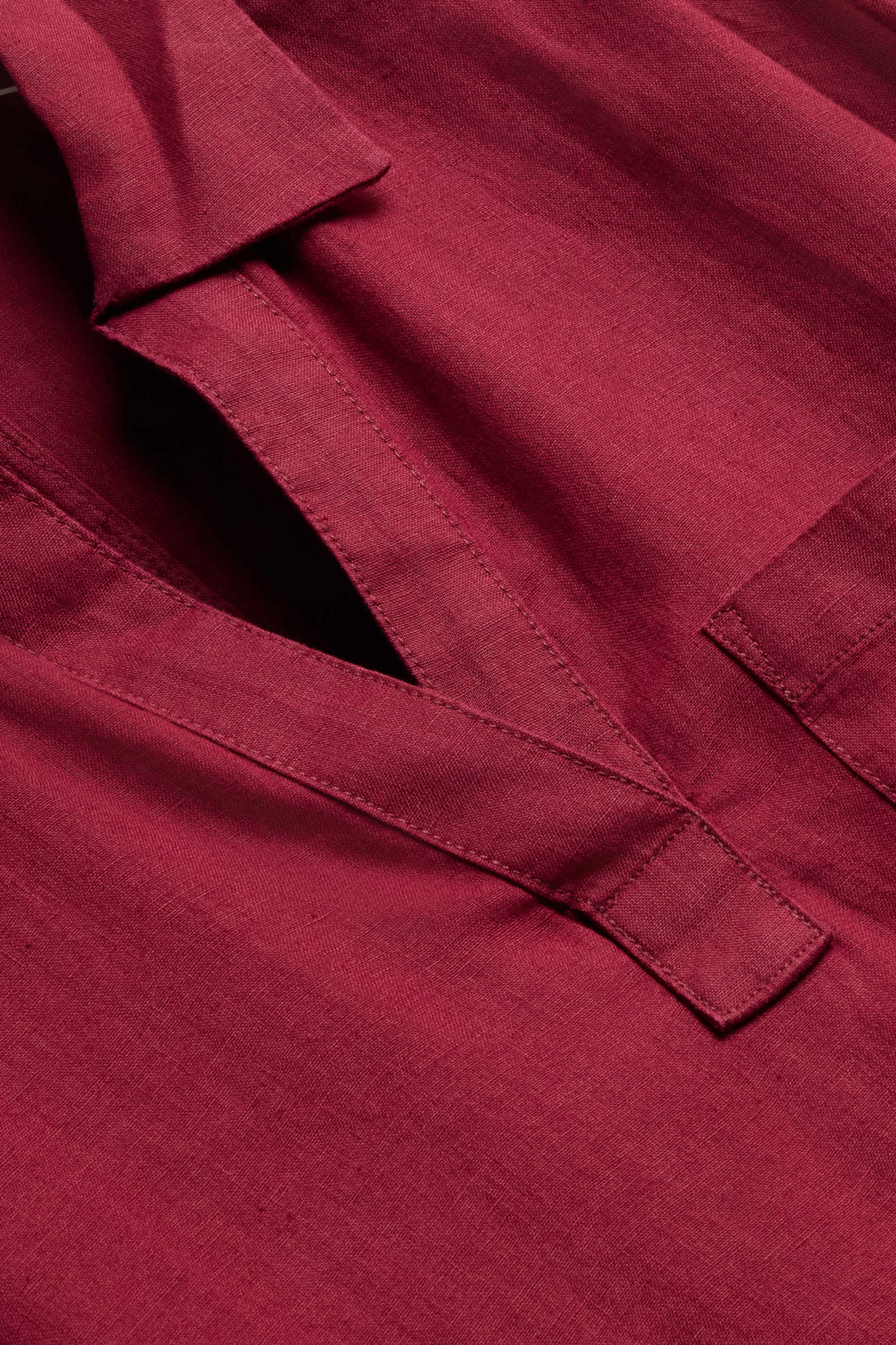 Linen dress - straight fit dark red