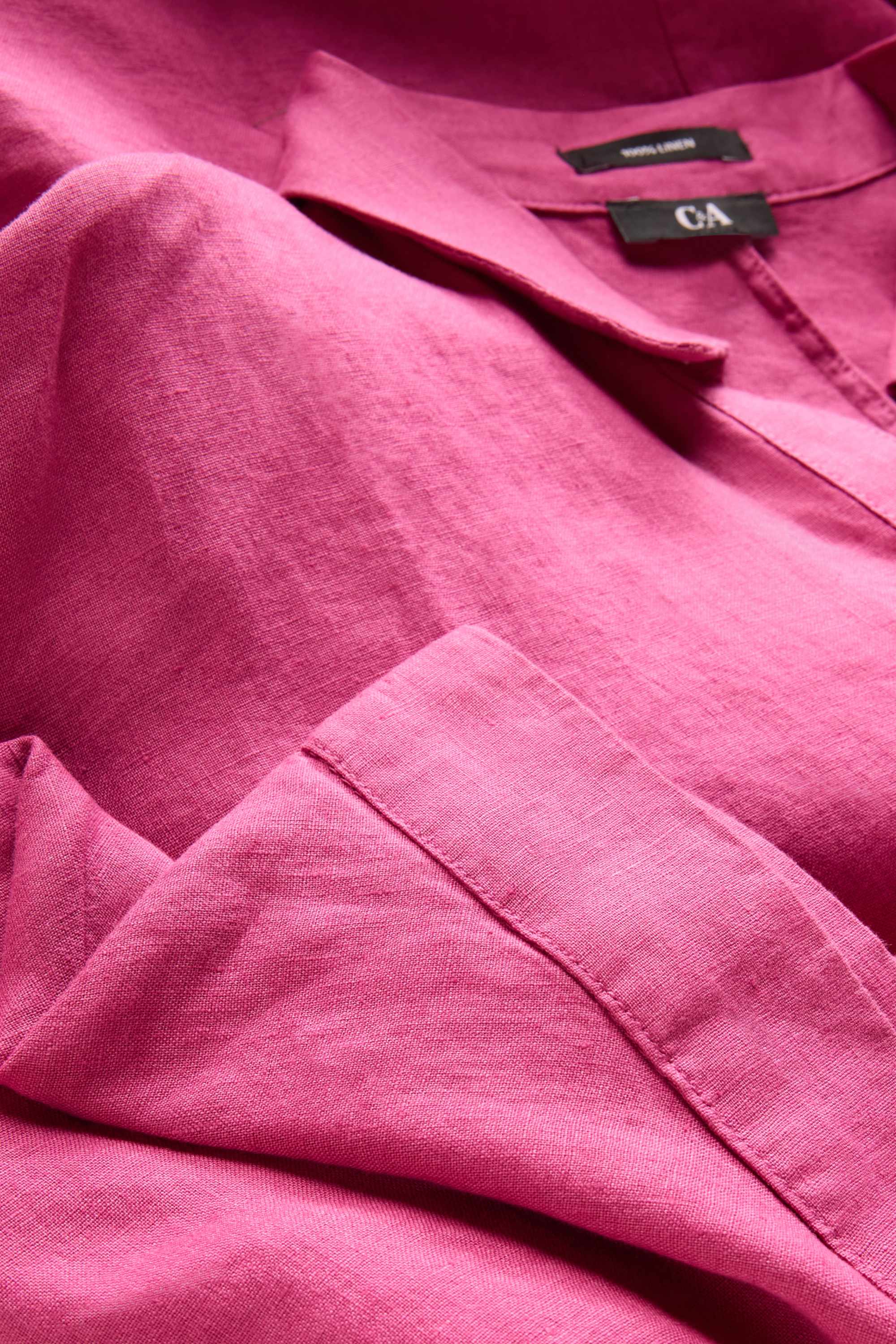 Linen dress - straight fit pink