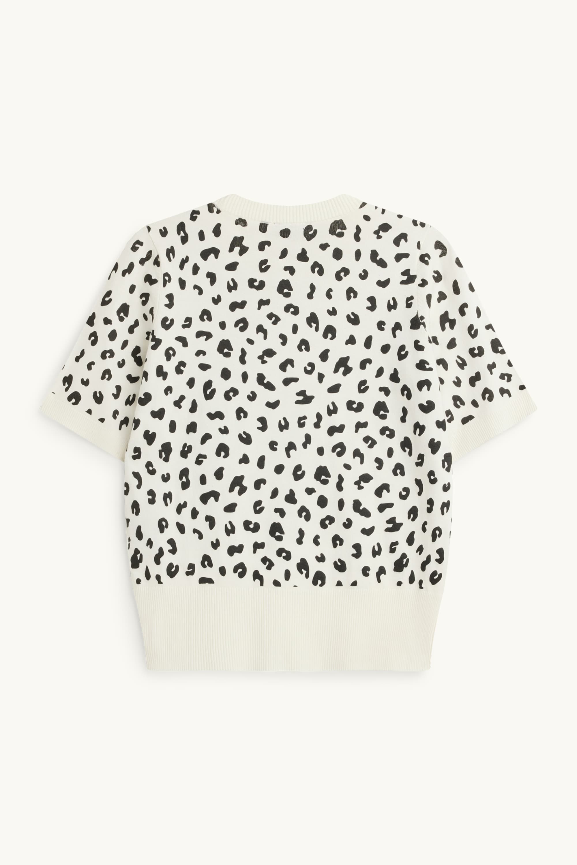 Knitted jumper - short sleeve - leopard print white / black