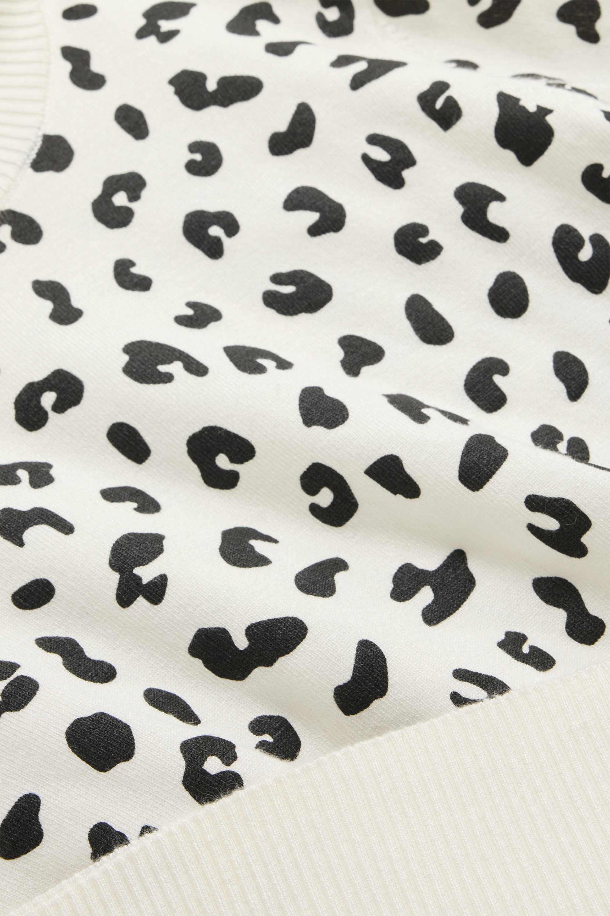 Knitted jumper - short sleeve - leopard print white / black