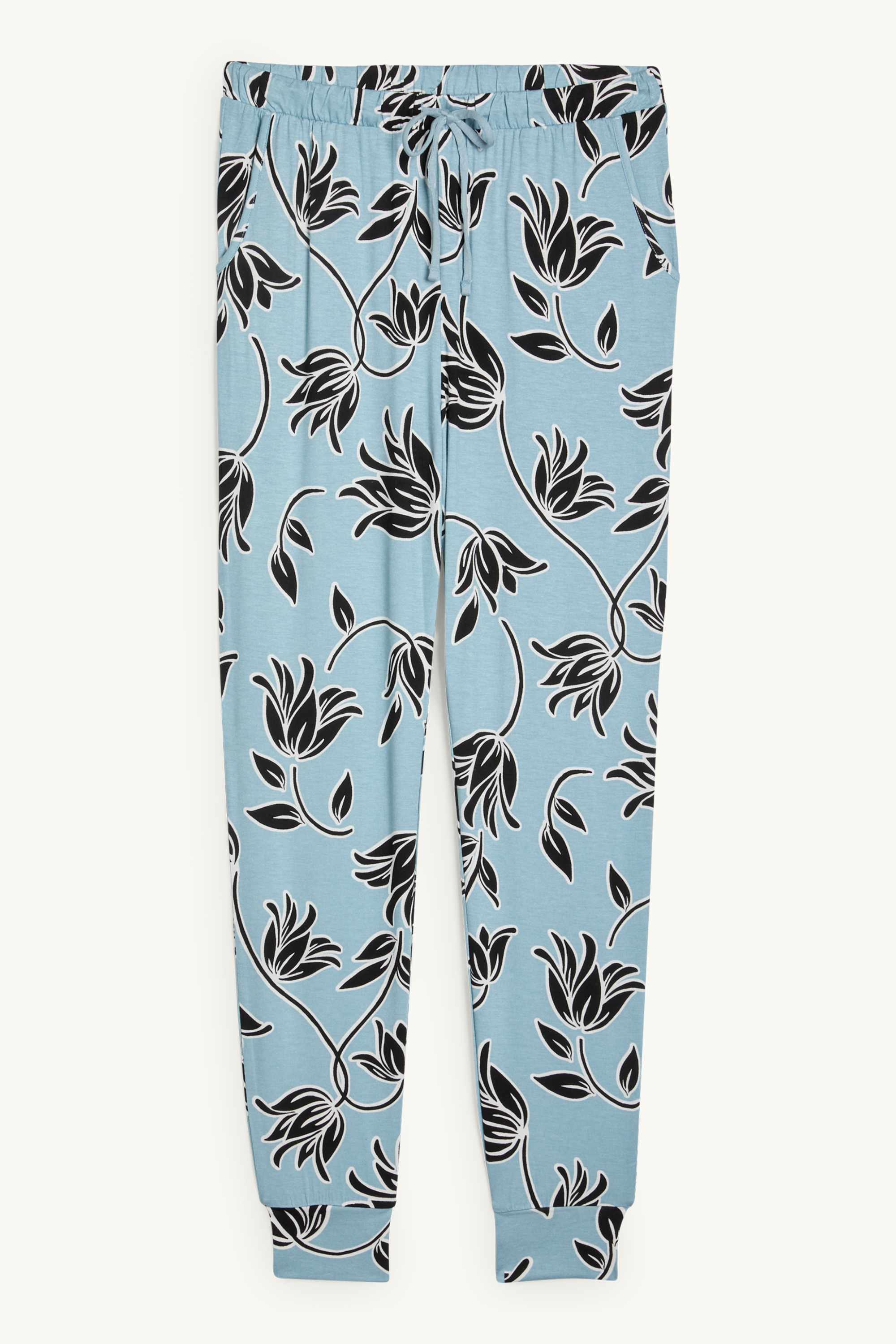 Viscose pyjama bottoms - floral blue