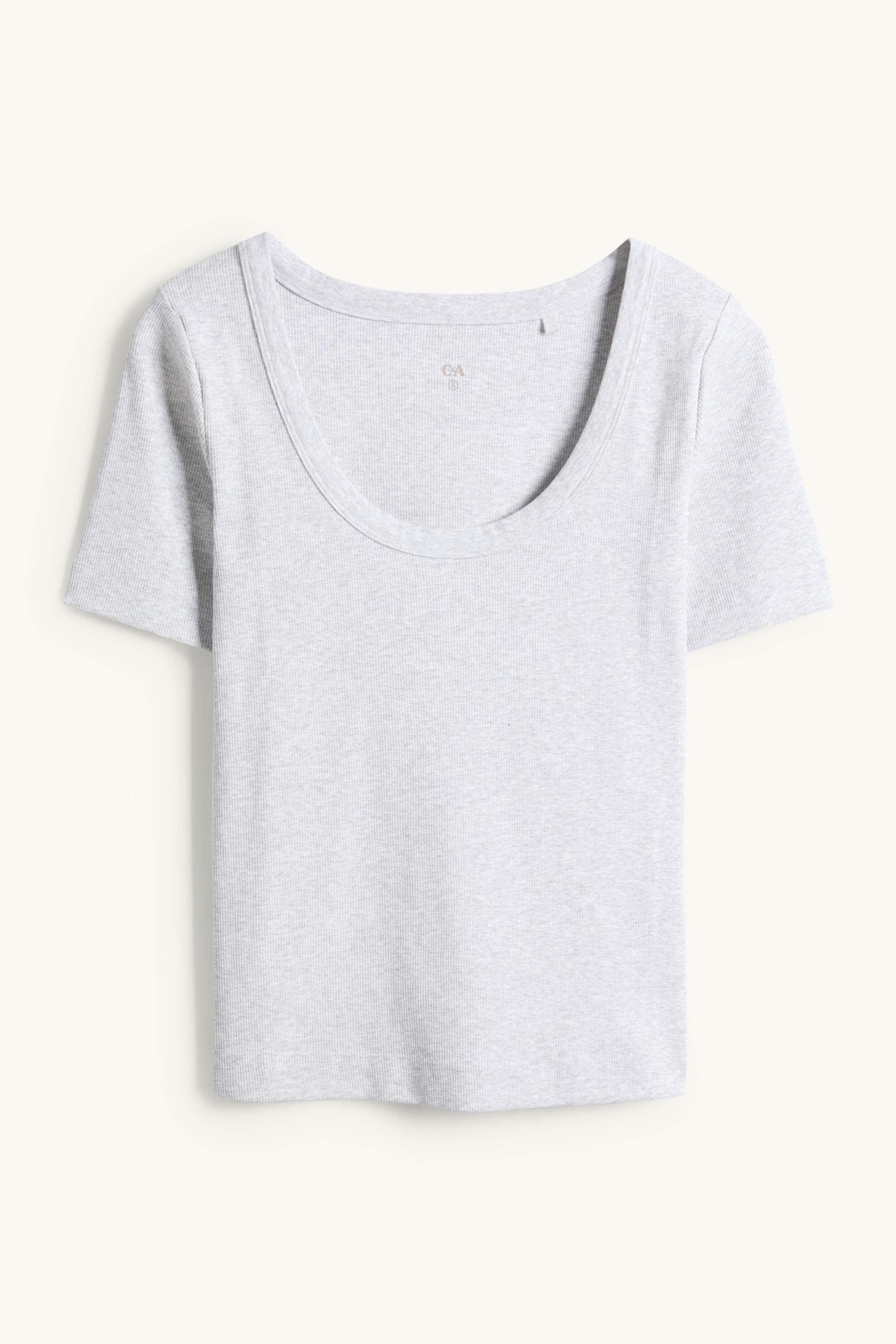 T-shirt - regular fit - ribbed light gray