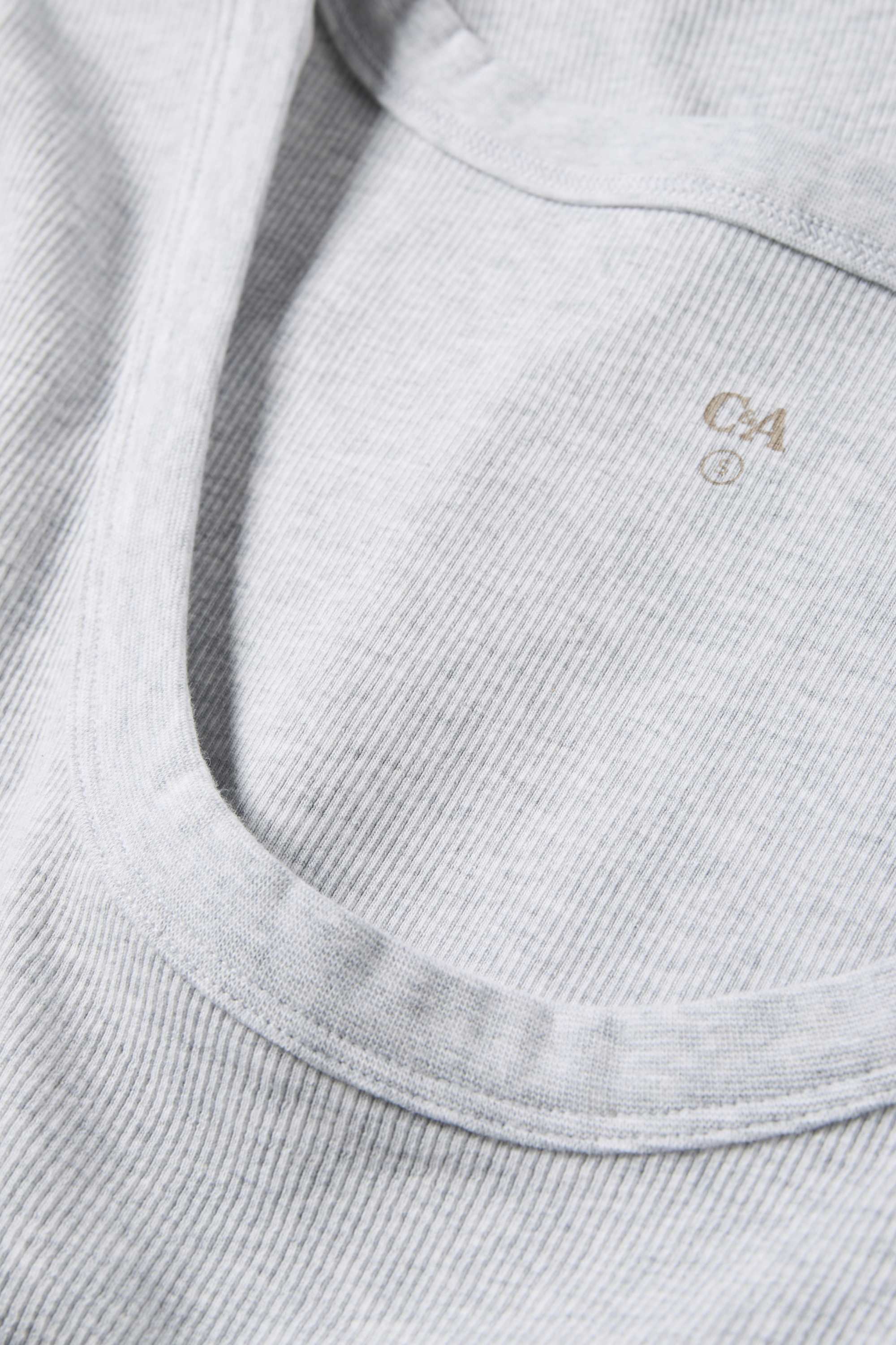 T-shirt - regular fit - ribbed light gray