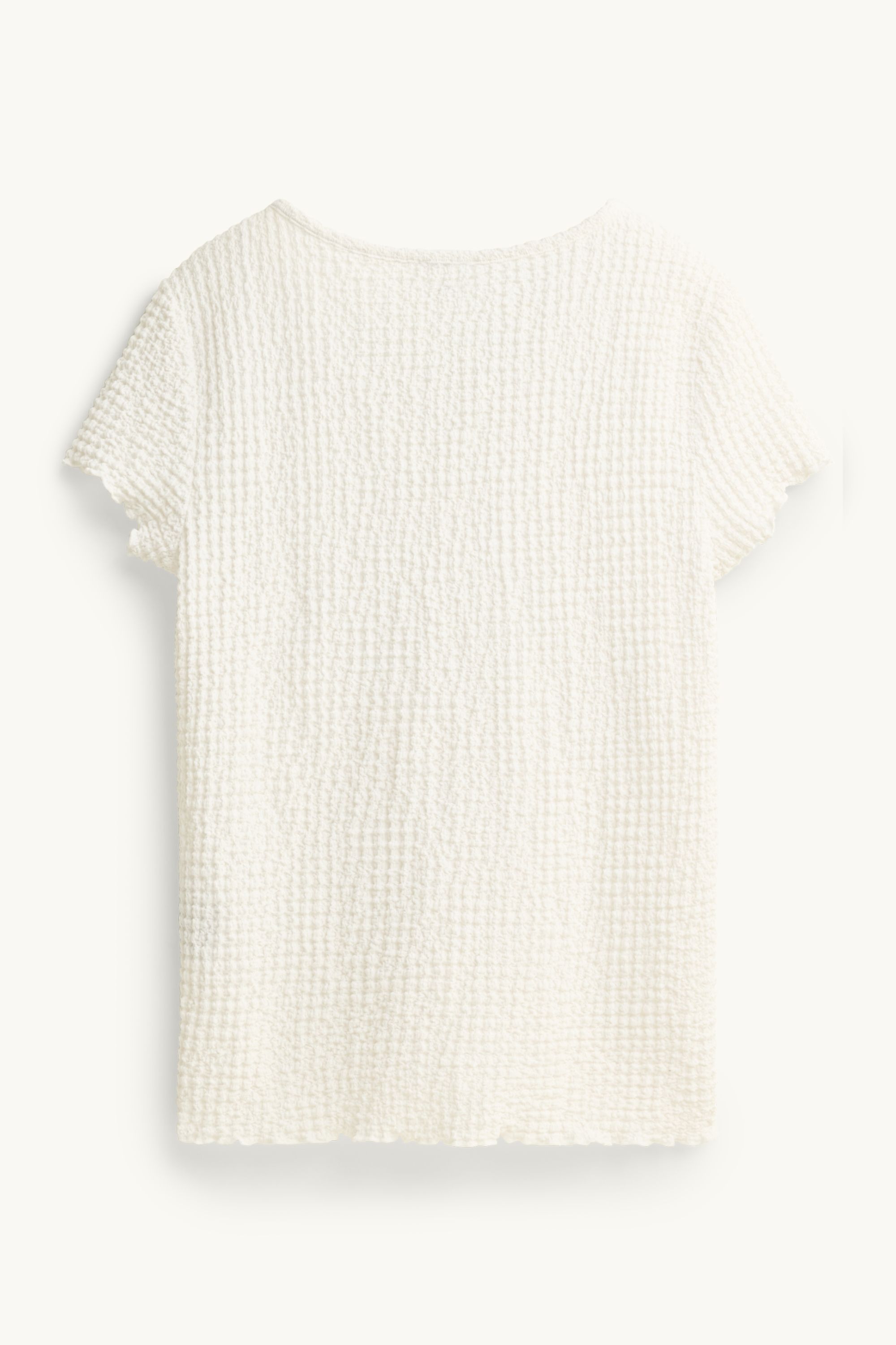 V-neck T-shirt with button placket - regular fit creme