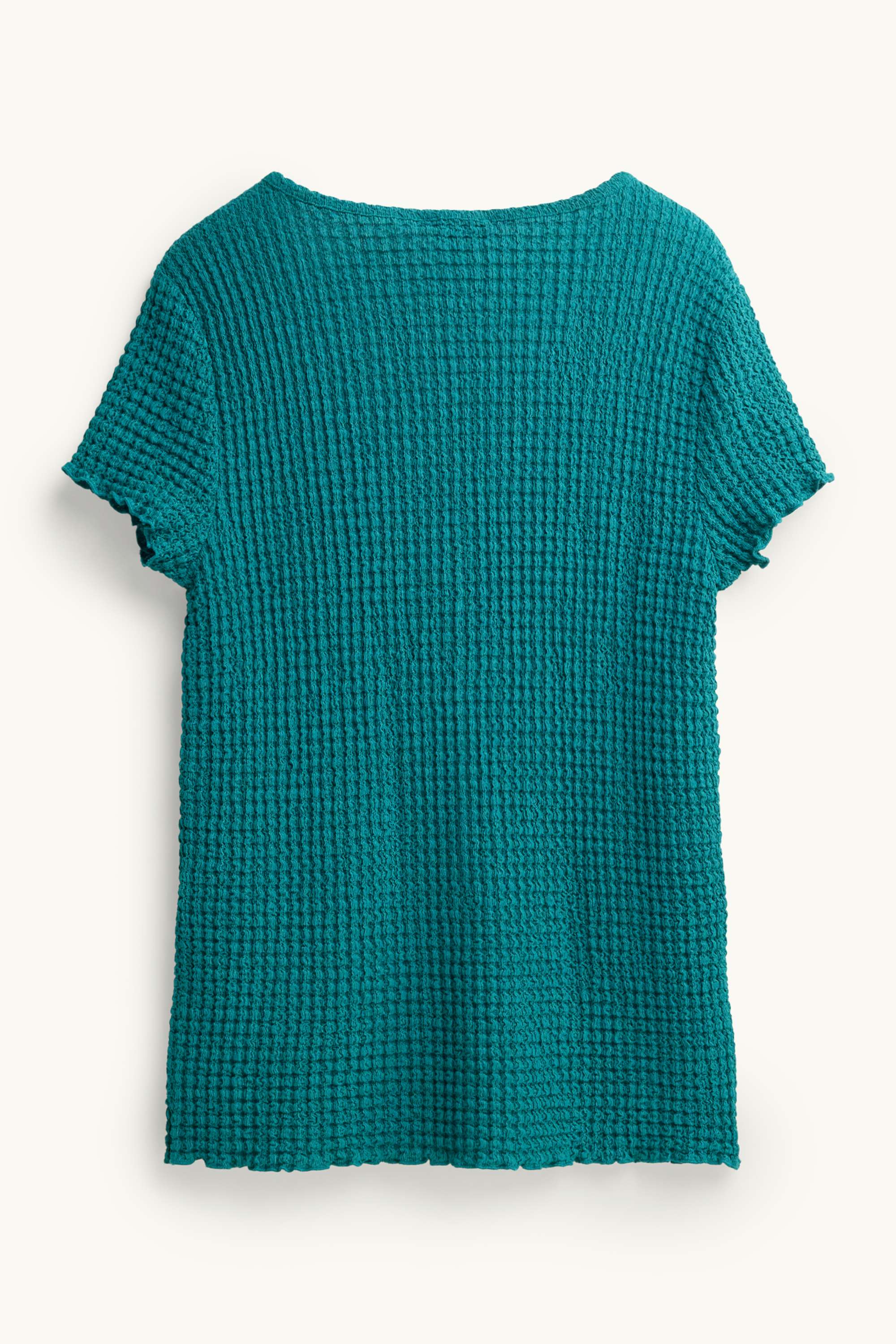 V-neck T-shirt with button placket - regular fit petrol