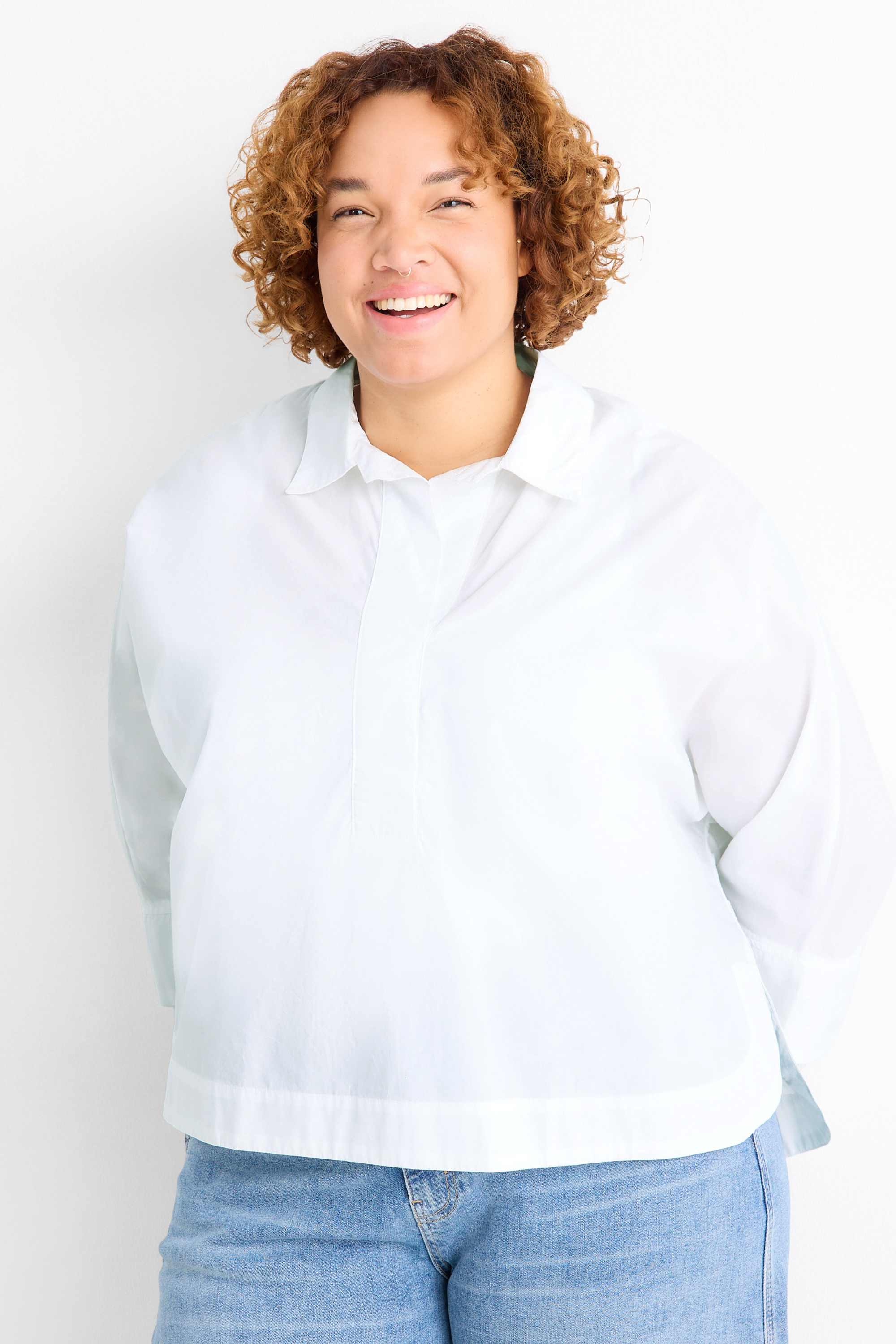 V-neck blouse white