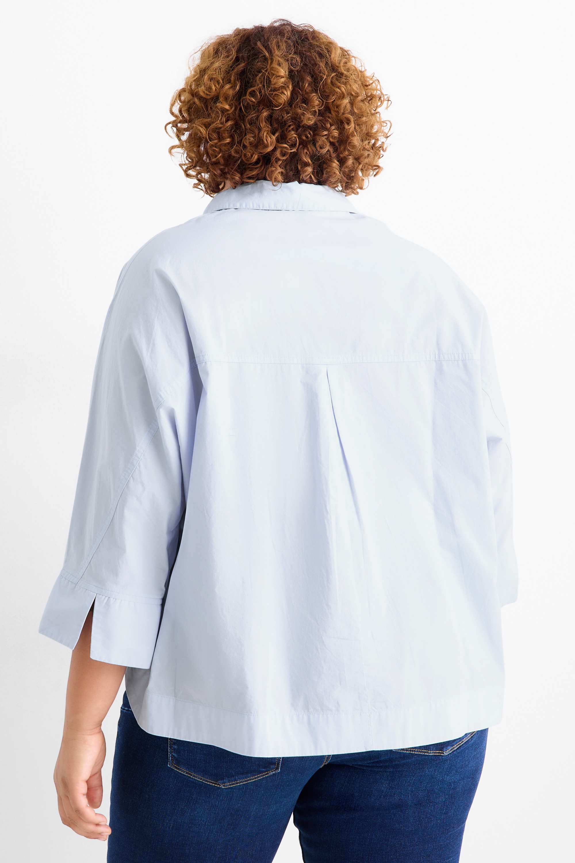 V-neck blouse light blue
