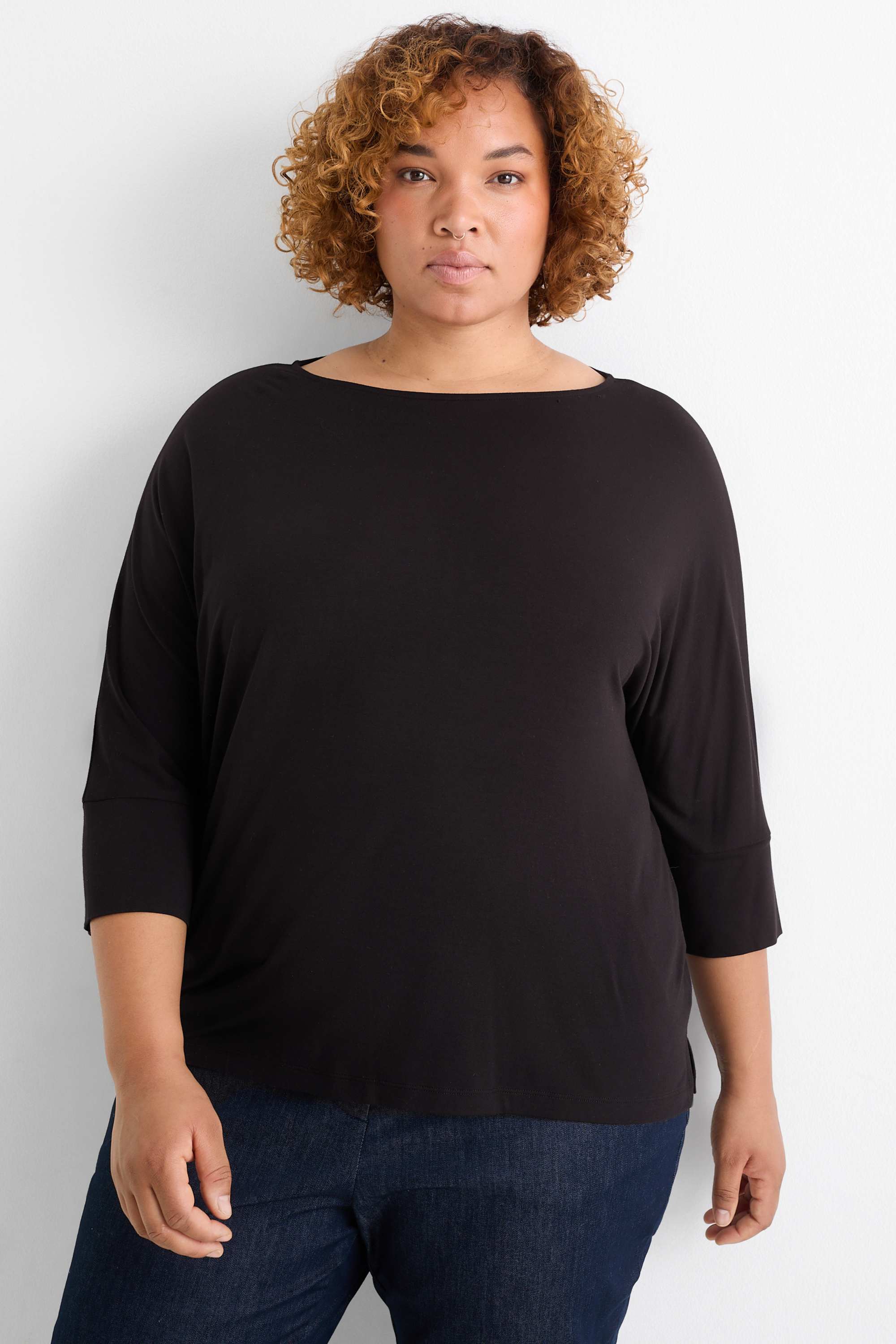 Long sleeve top - regular fit black