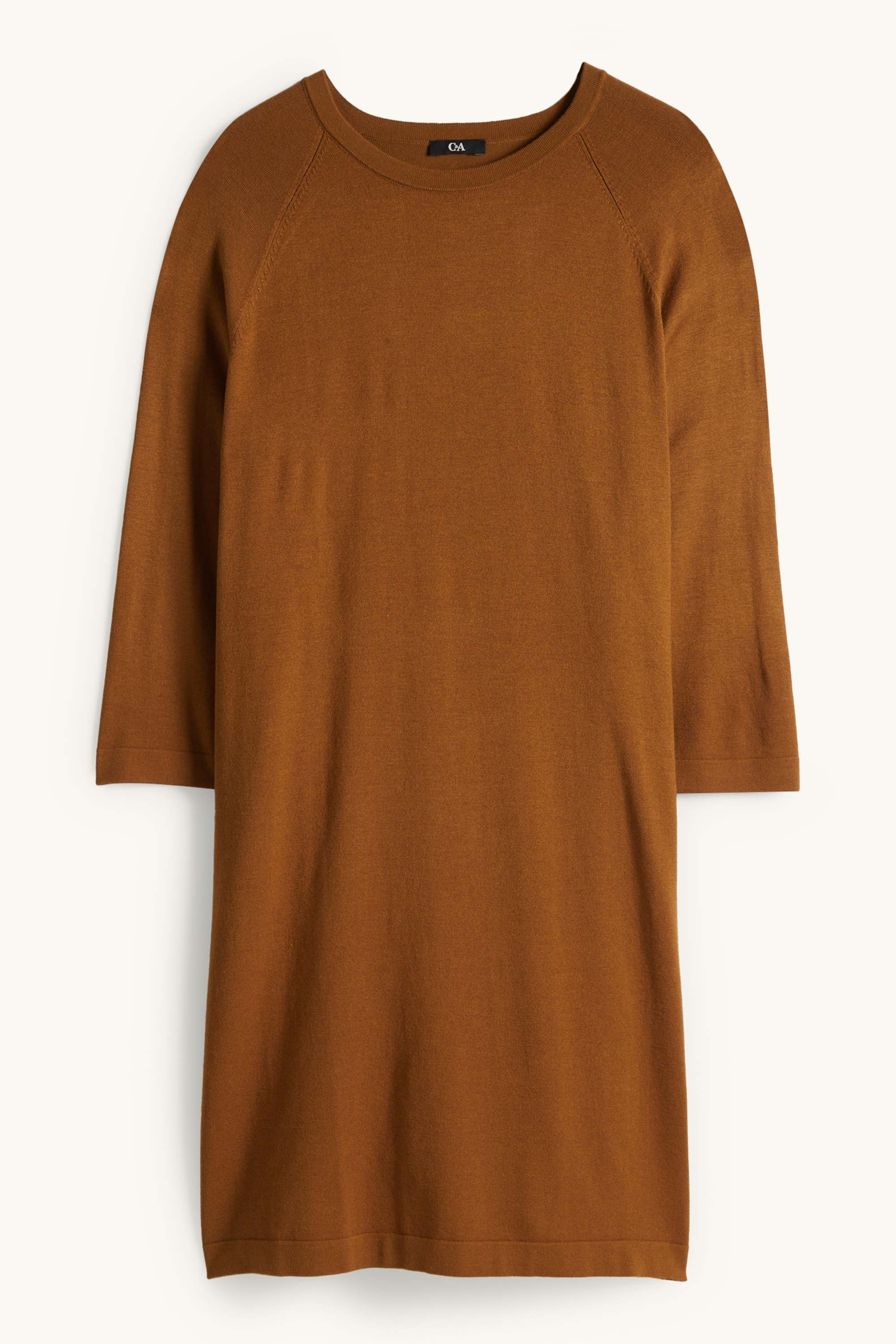Knitted dress - straight fit brown