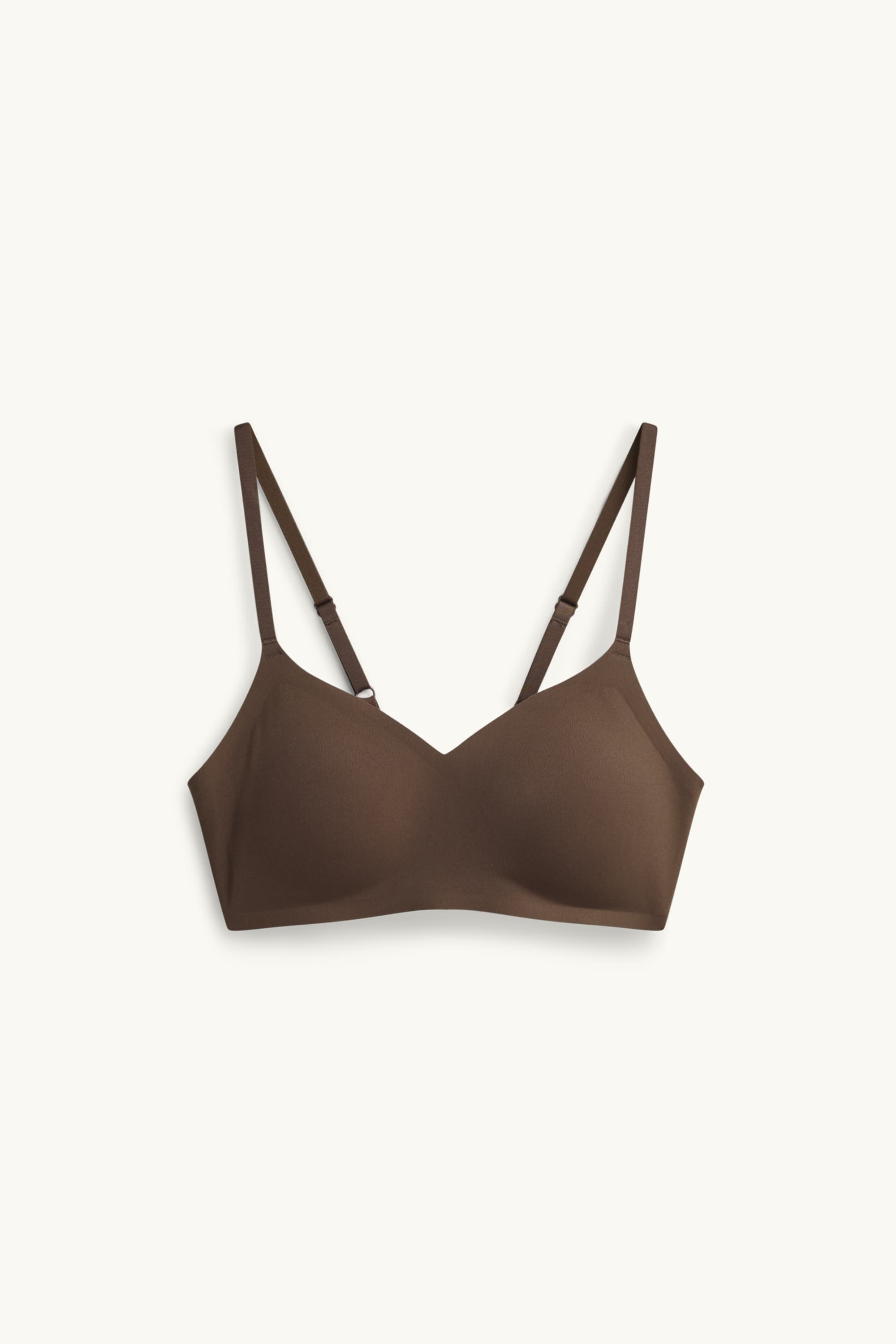 Non-wired invisible bra - padded brown