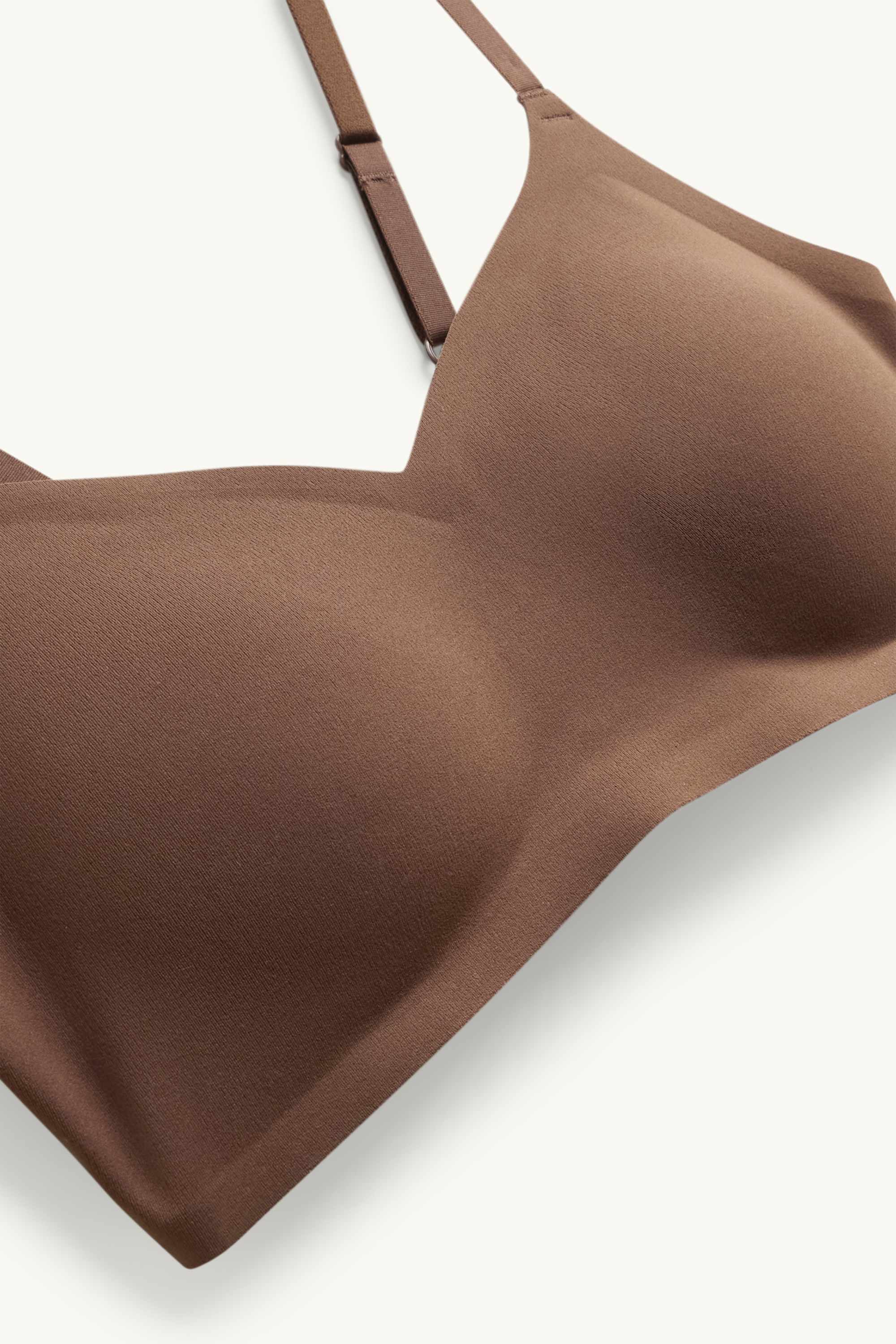 Non-wired invisible bra - padded brown
