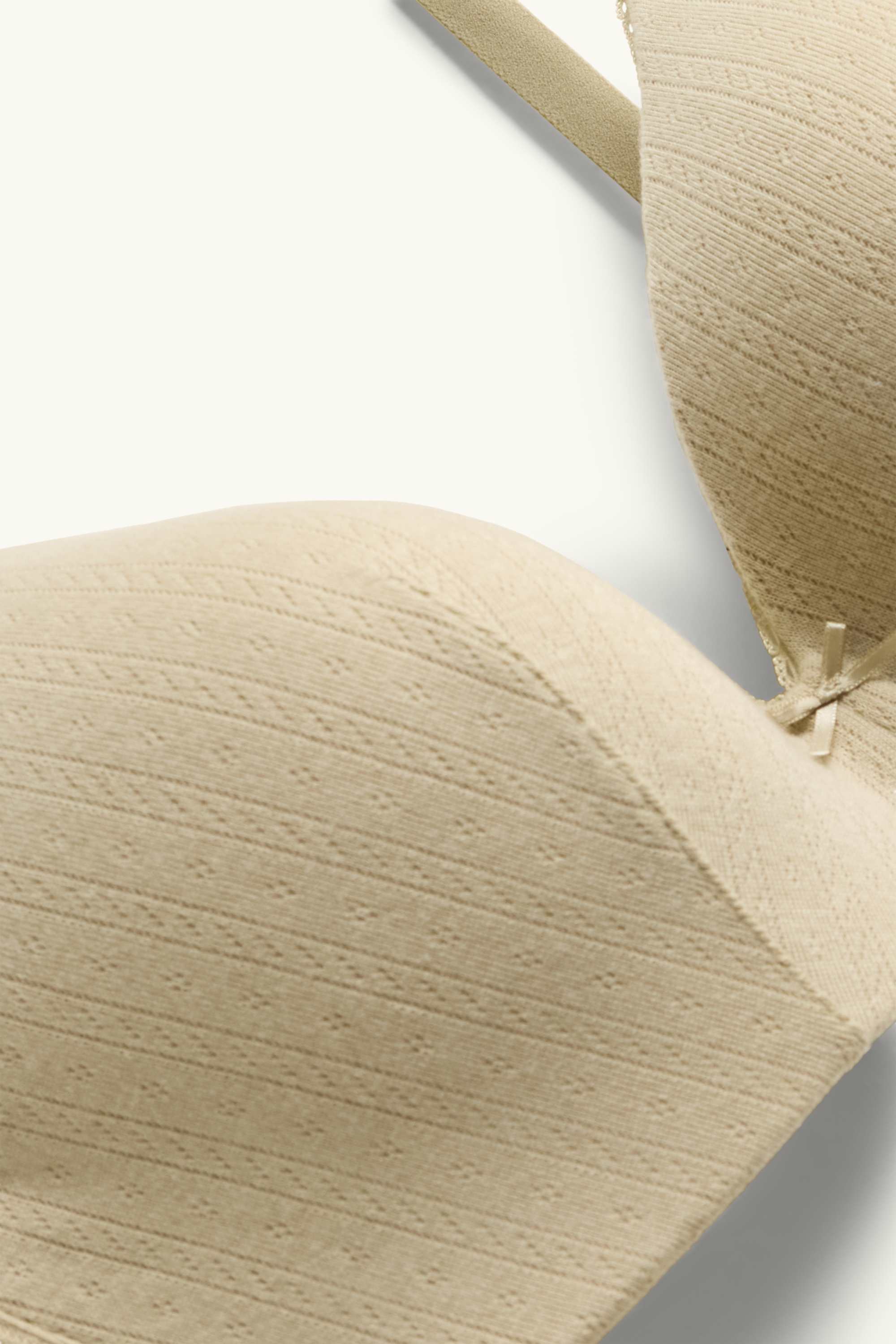 Non-wired pointelle bra - padded light yellow