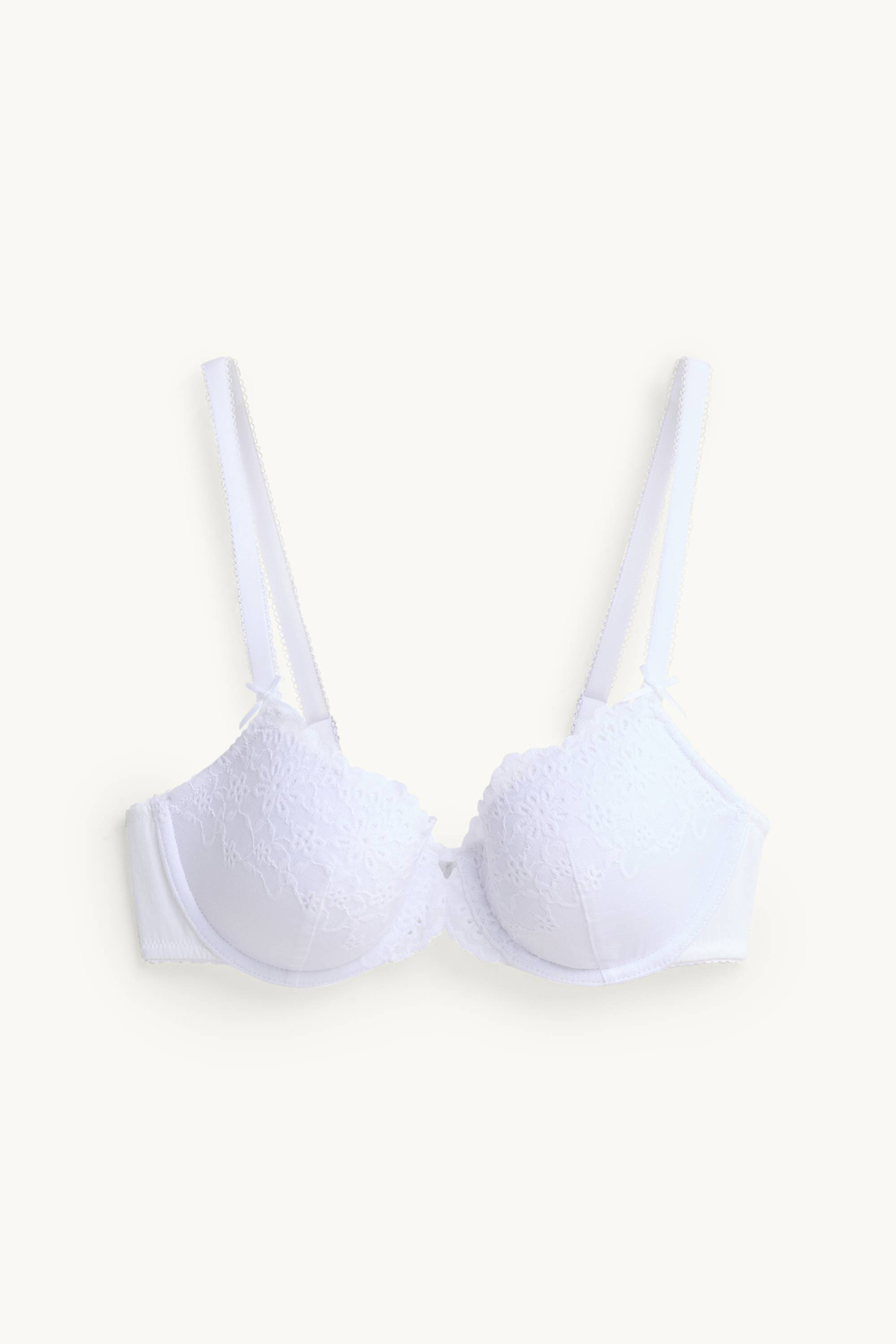 Underwire bra - DEMI - padded - broderie anglaise white