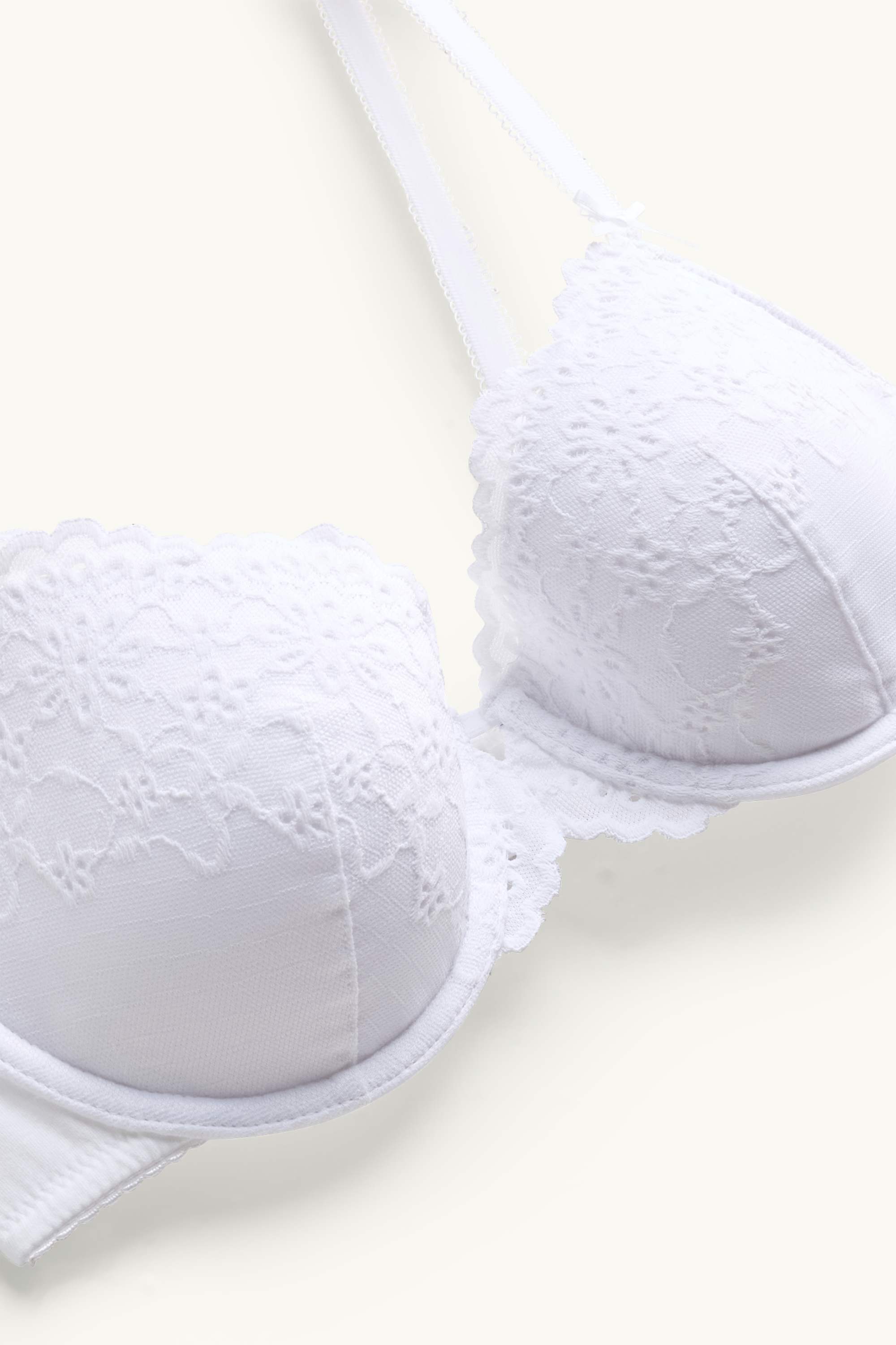 Underwire bra - DEMI - padded - broderie anglaise white