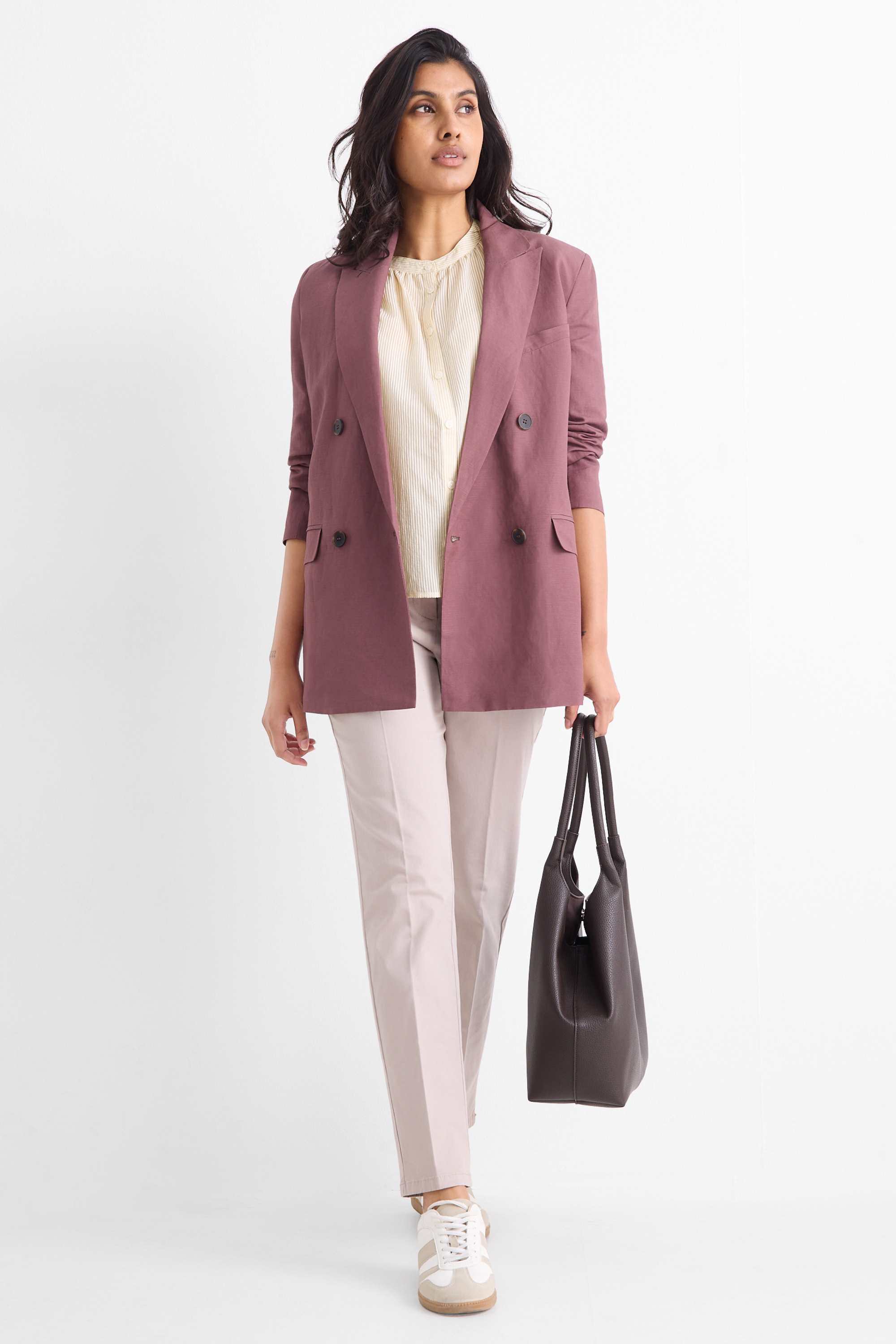 Blouse - striped beige