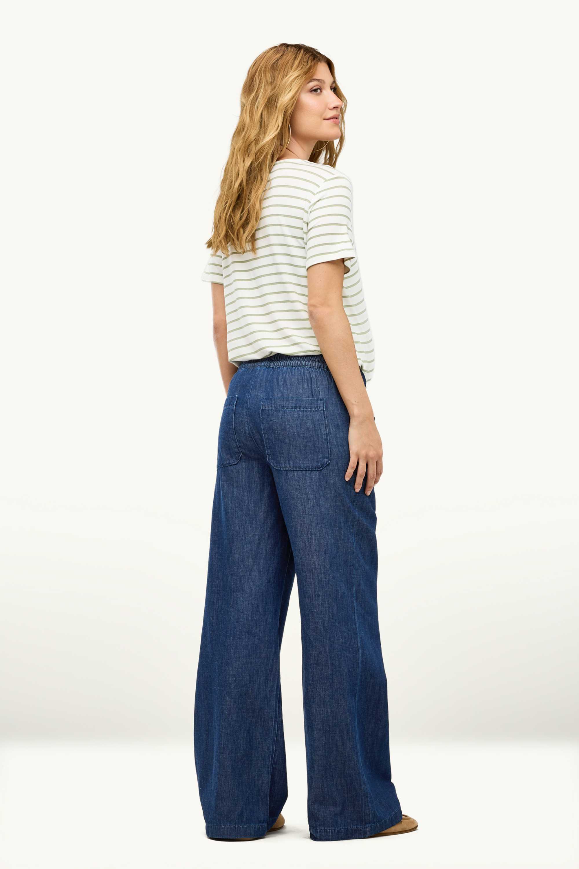 Maternity trousers - wide leg - denim look denim-dark blue