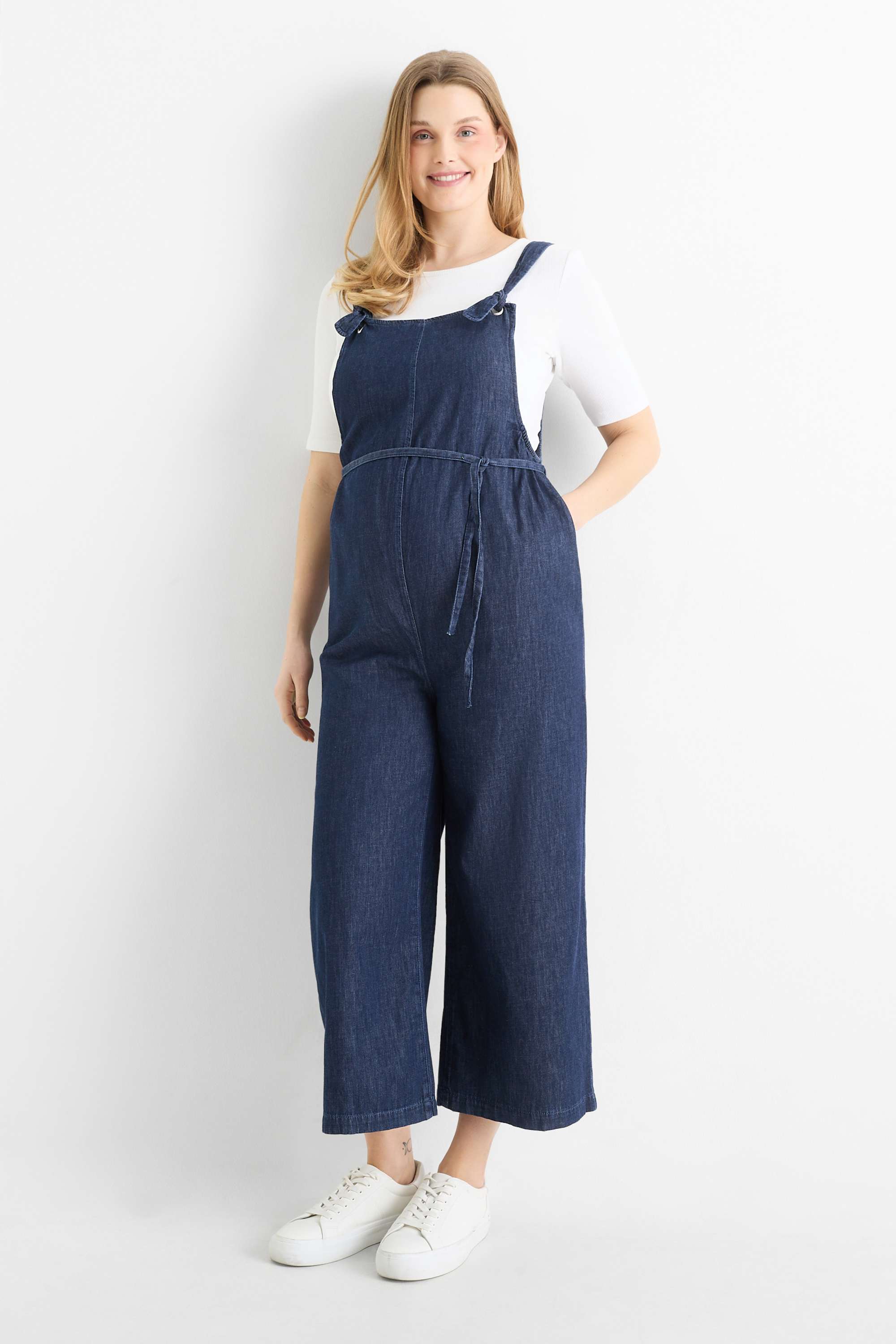 Denim maternity dungarees denim-dark blue