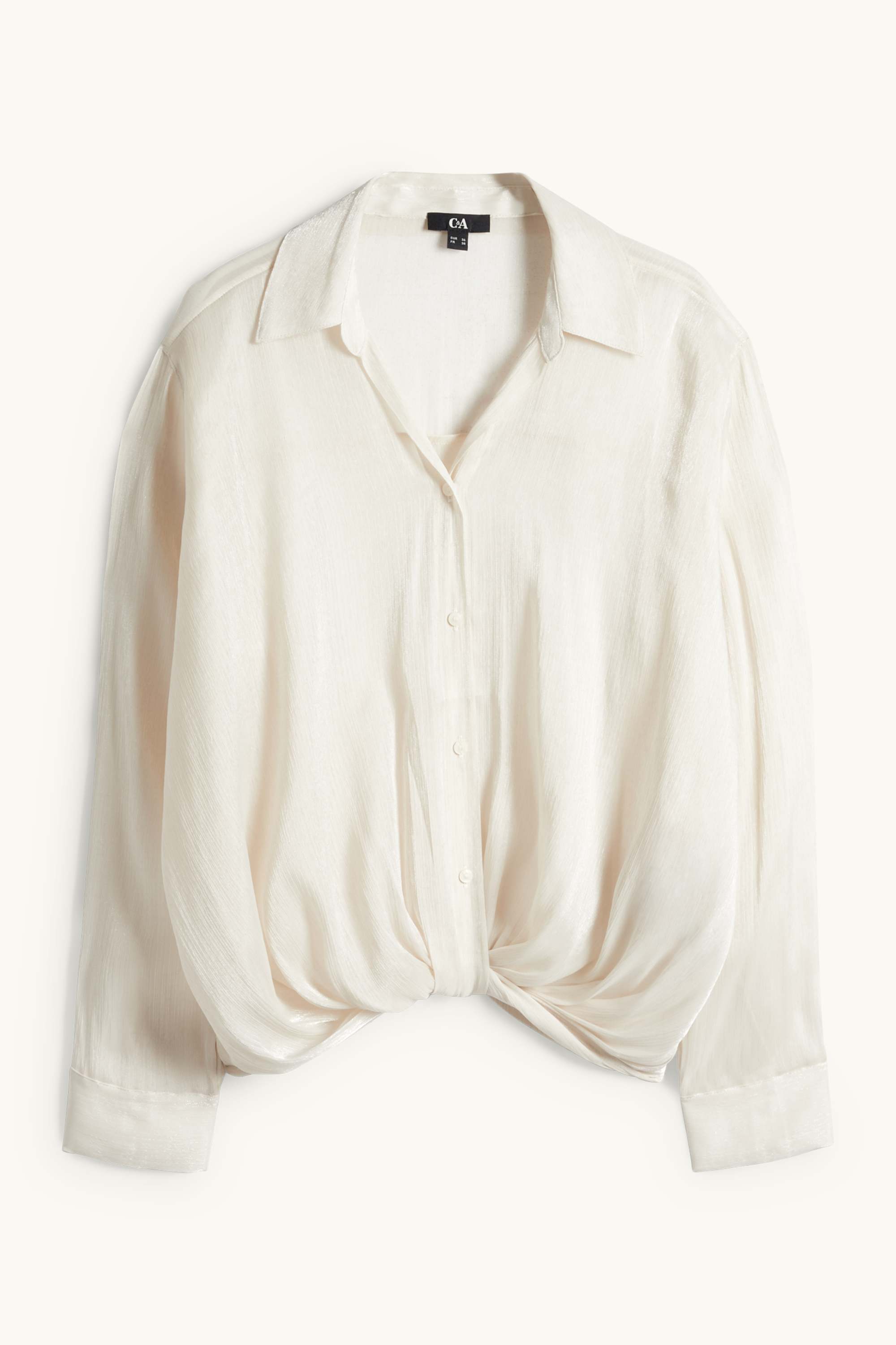 Blouse with knot detail - shiny cremewhite
