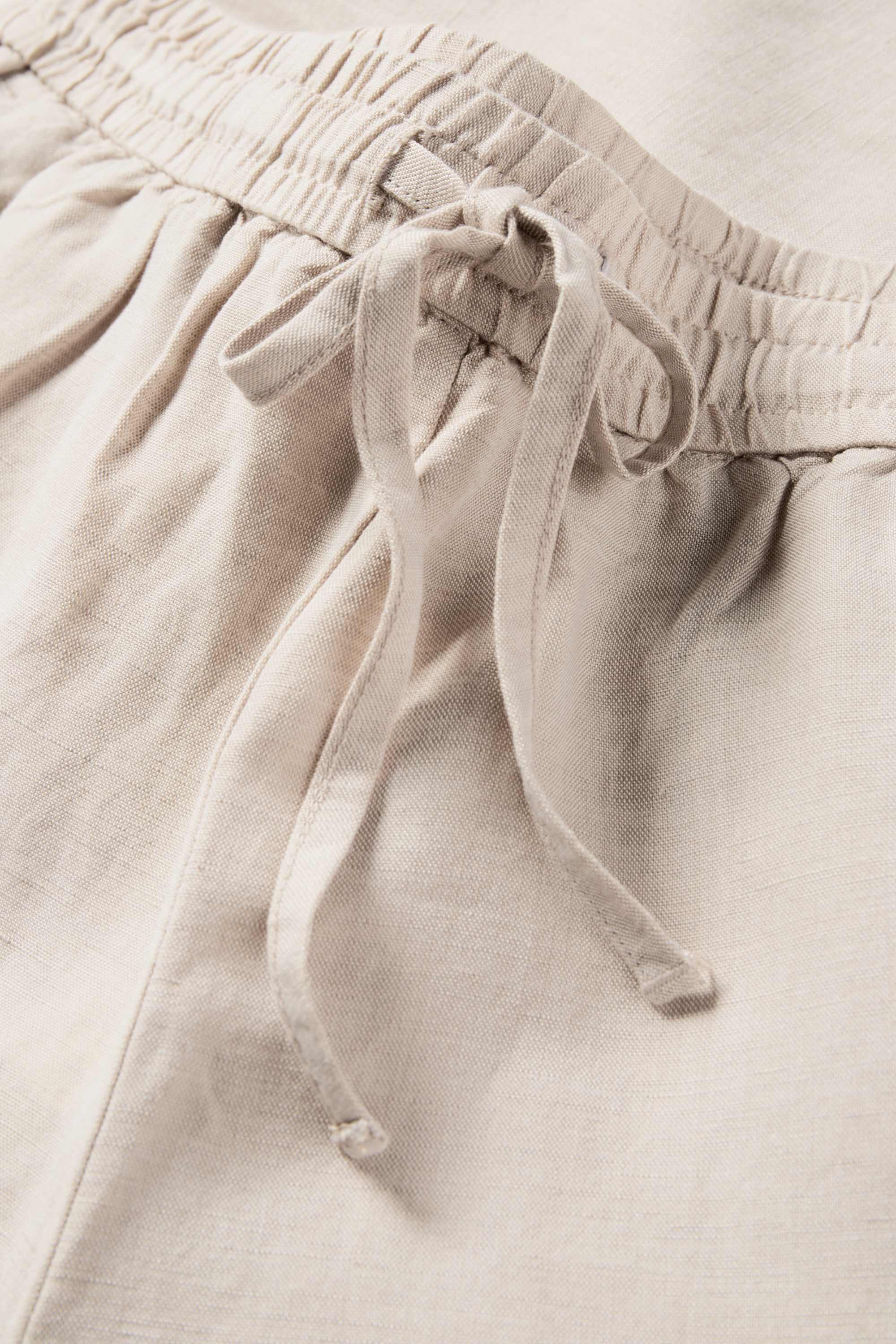 Cloth trousers - mid-rise waist - tapered leg - linen blend beige