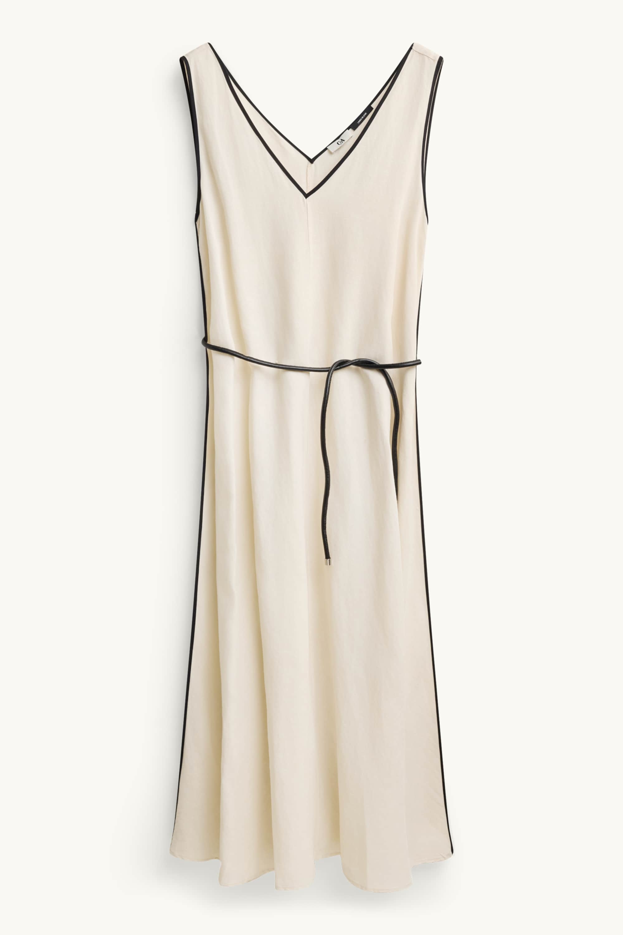 V-neck A-line dress white