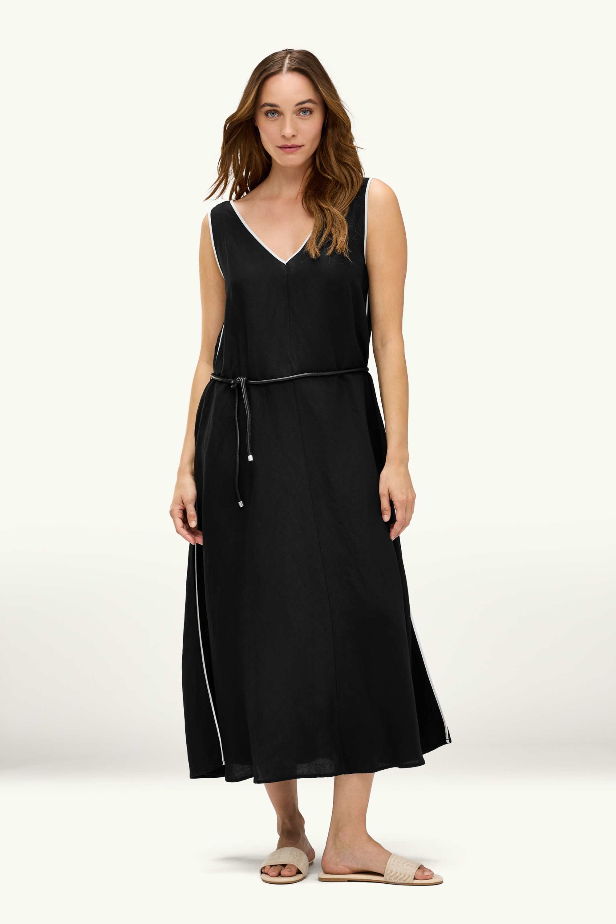 V-neck A-line dress black