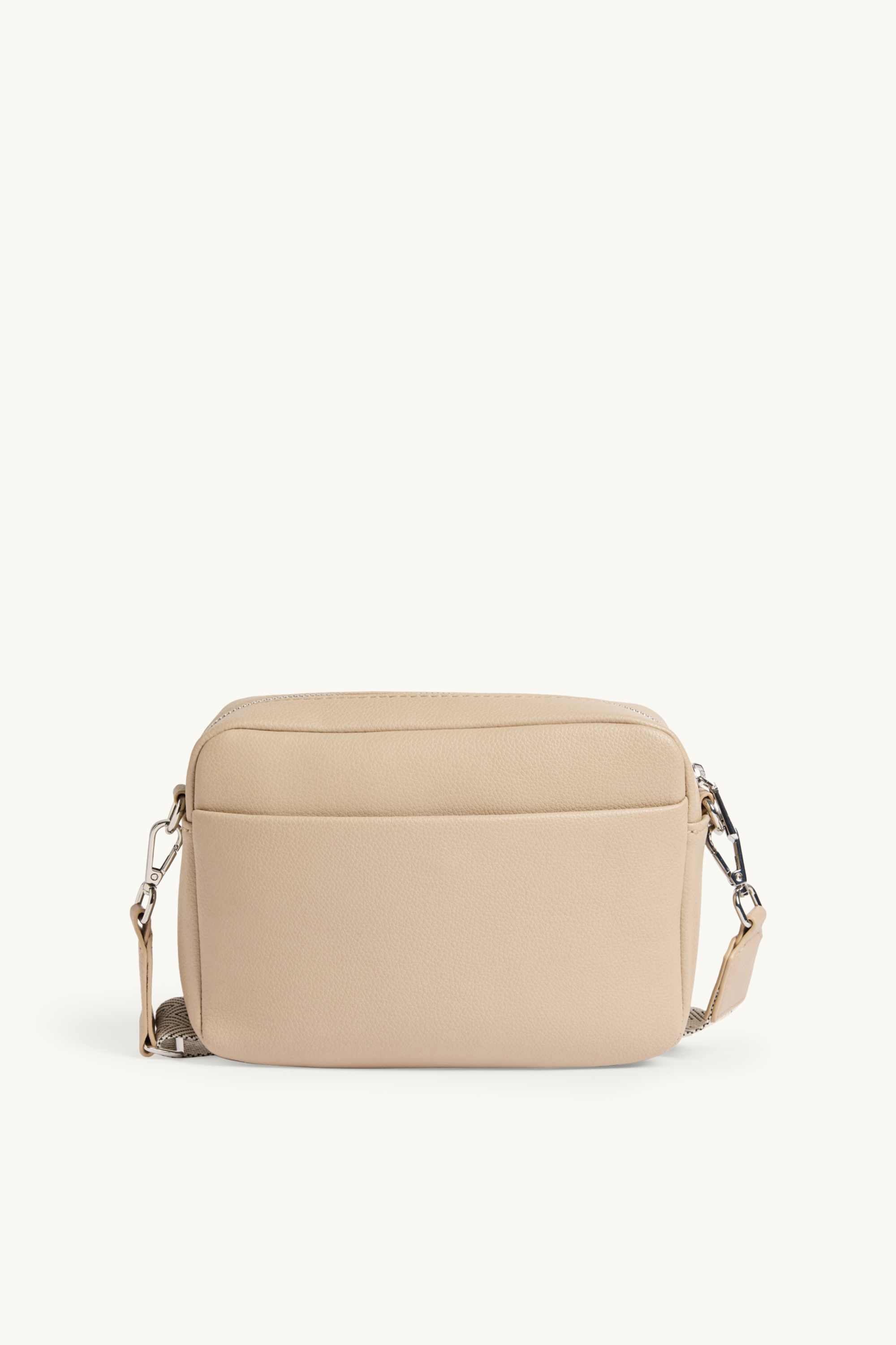 Crossbody bag with detachable bag strap - faux leather beige