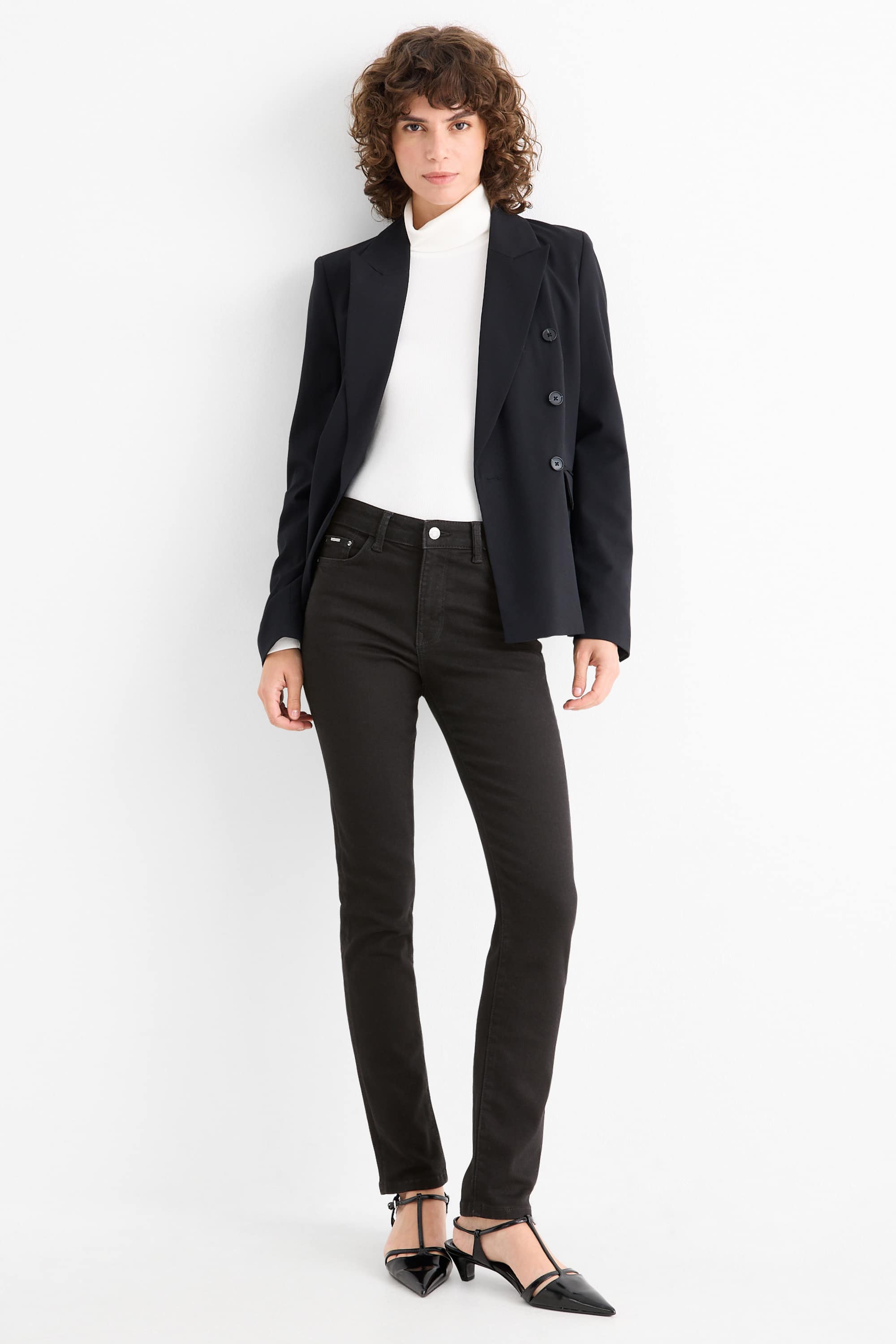 Slim jeans - mid-rise waist - shaping jeans black