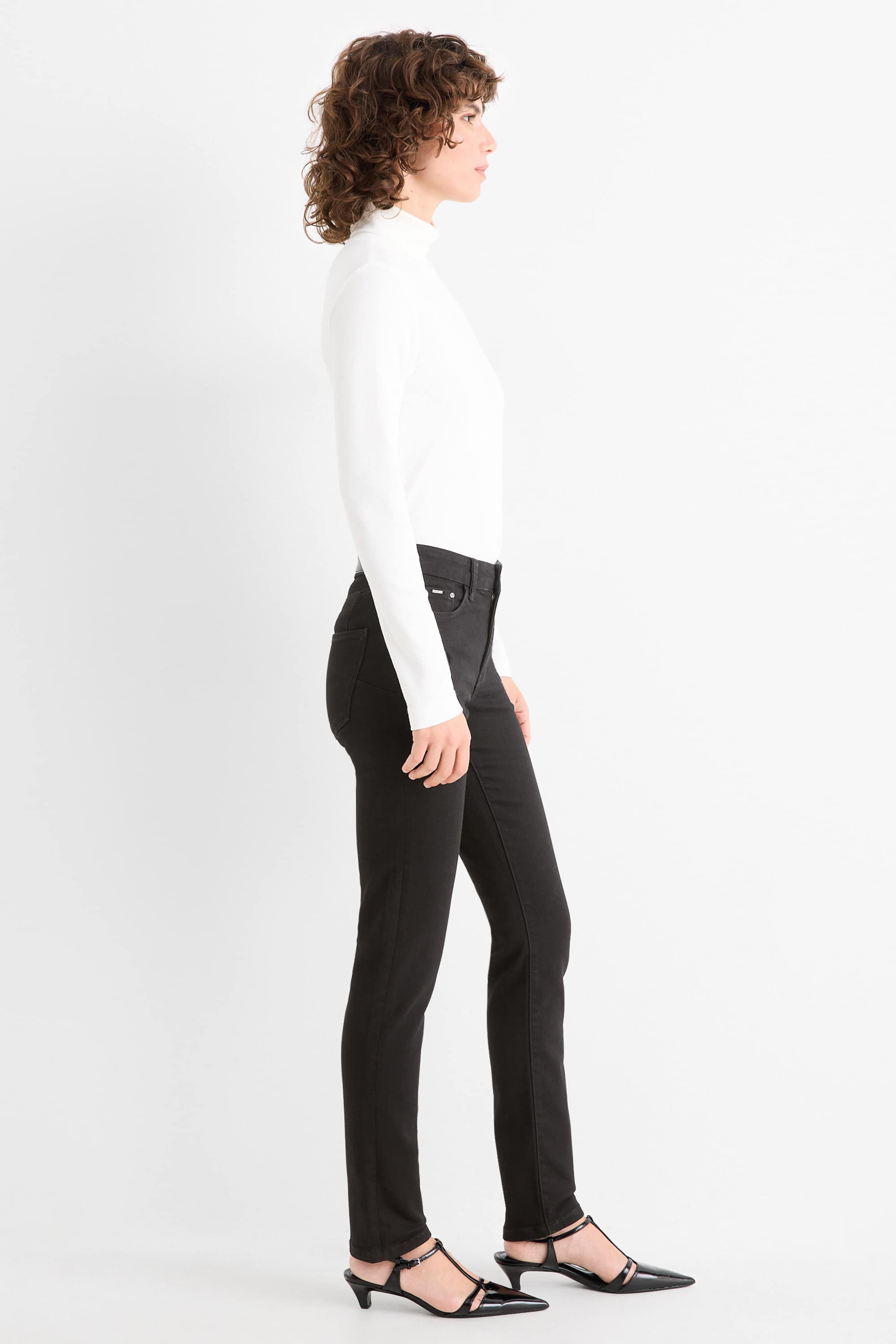 Slim jeans - mid-rise waist - shaping jeans black