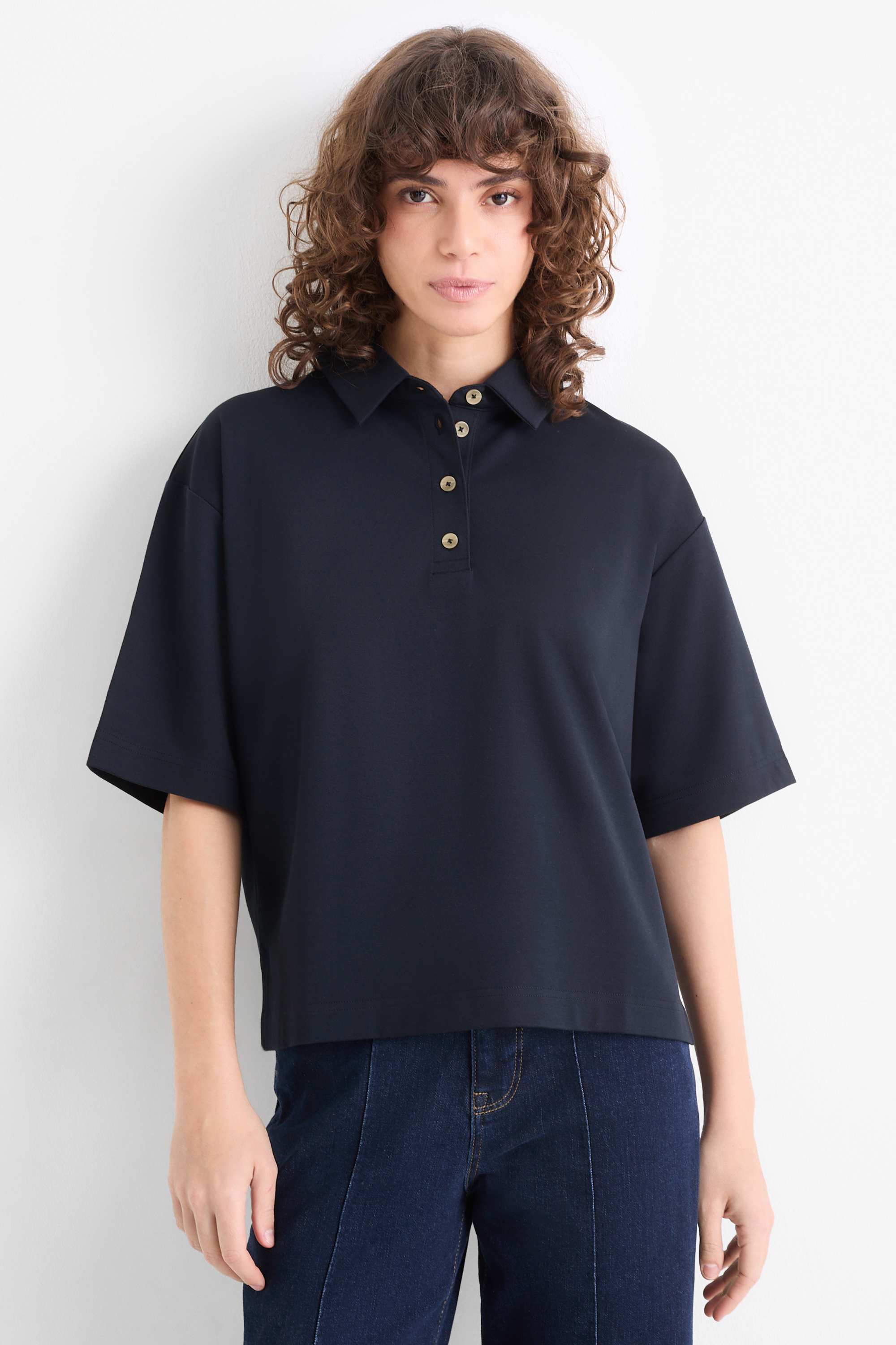 Polo shirt - relaxed fit dark blue