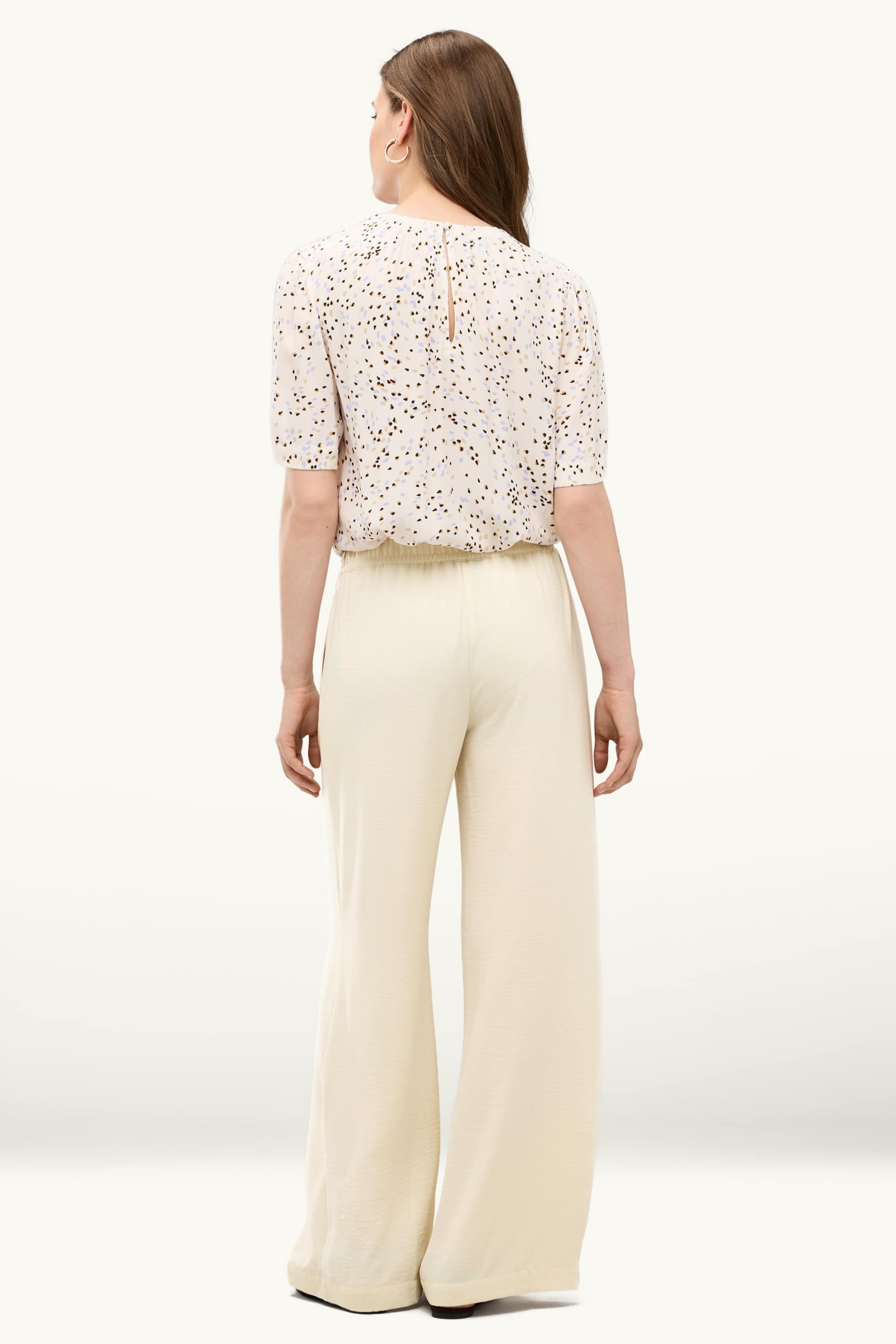 Cloth trousers - mid-rise waist - palazzo white