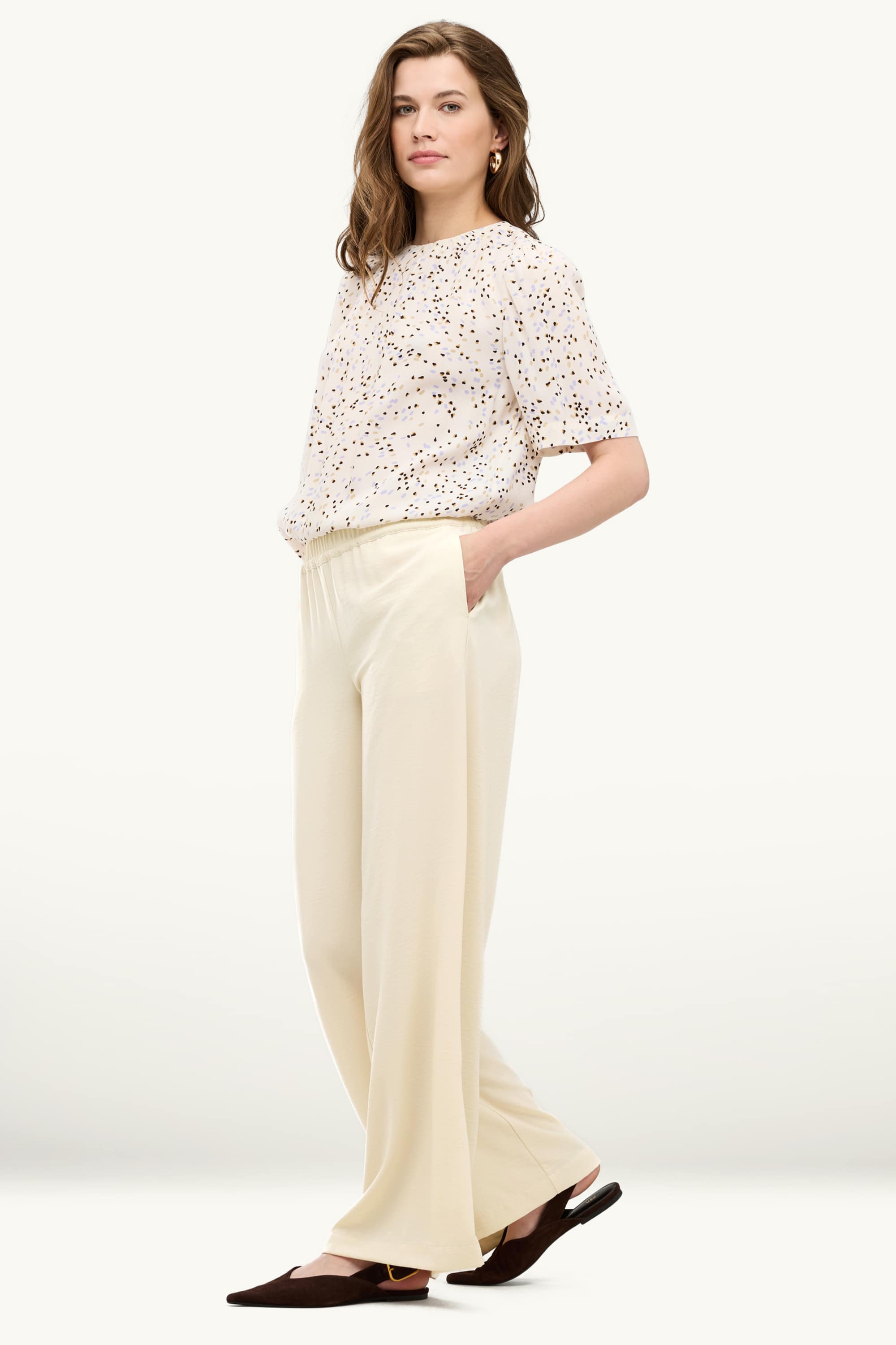 Cloth trousers - mid-rise waist - palazzo white