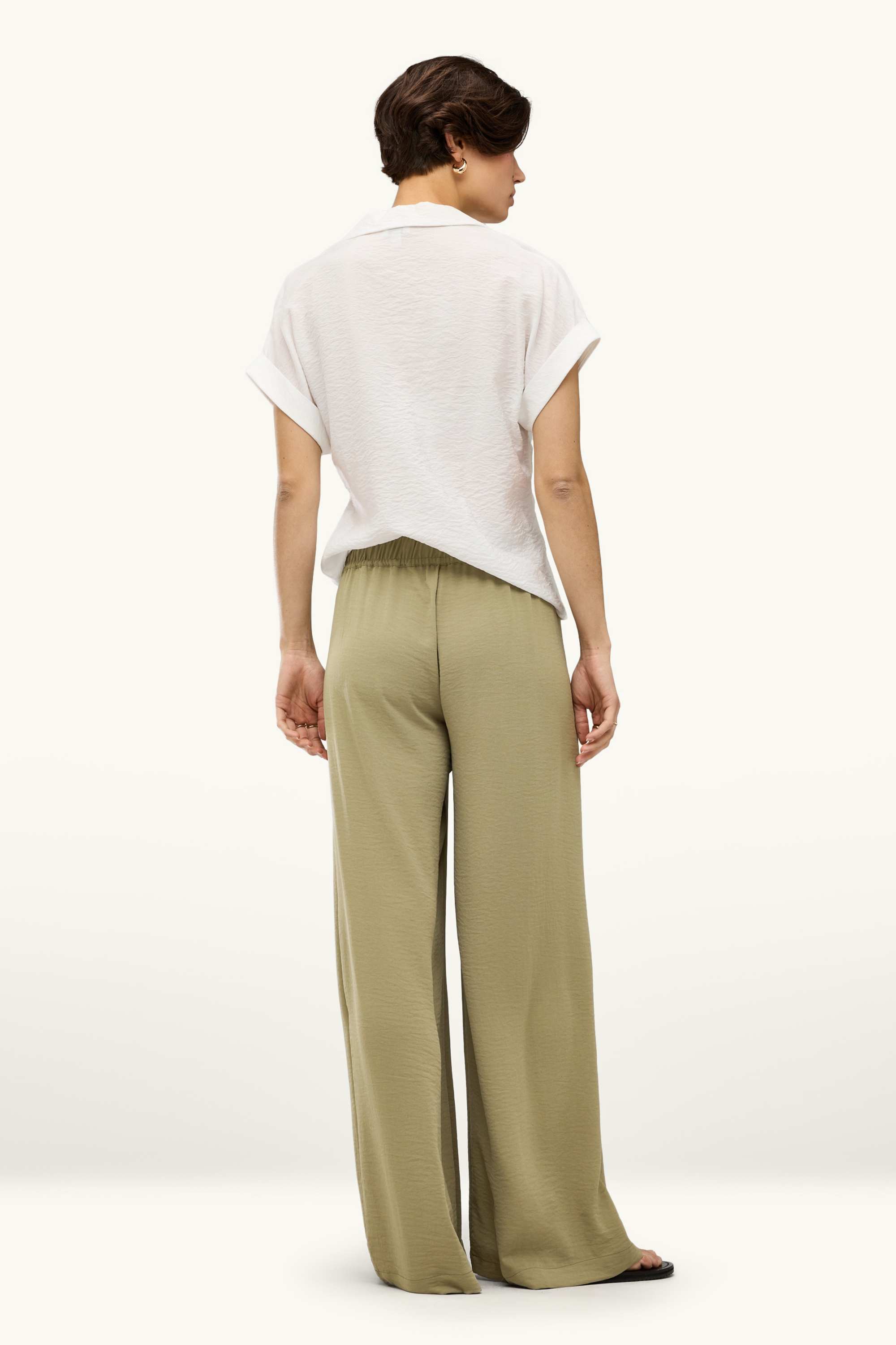 Cloth trousers - mid-rise waist - palazzo green