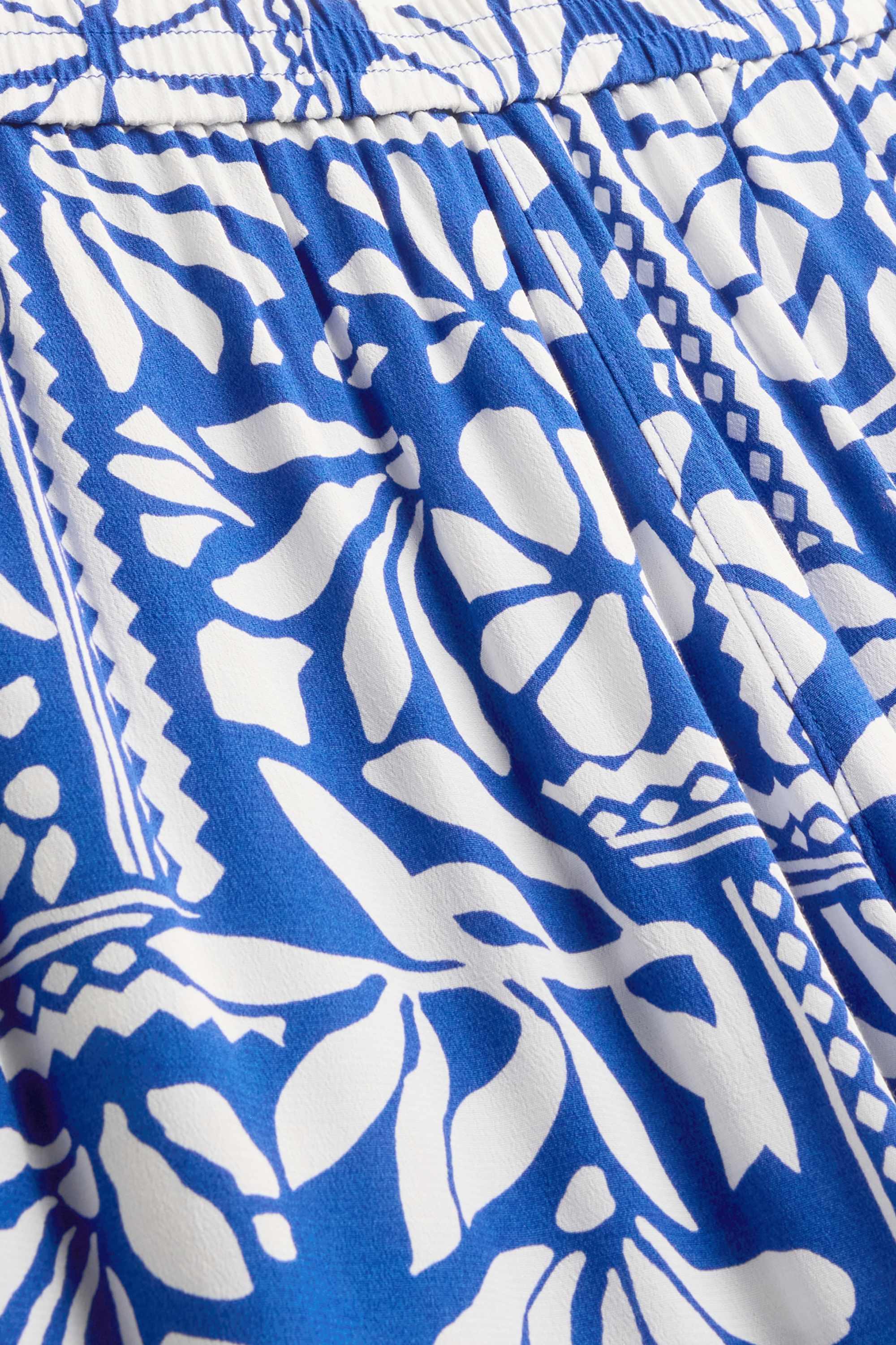 Cloth trousers - mid-rise waist - - palazzo - patterned blue / white