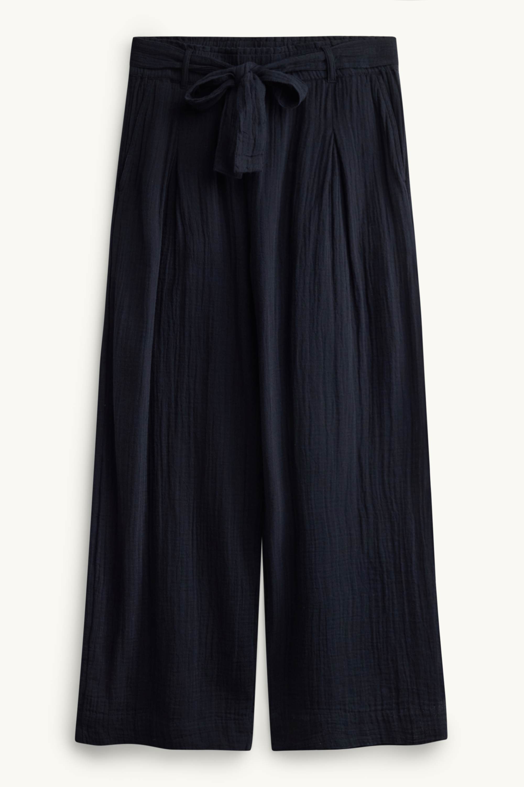 Cropped cloth trousers - high waist - wide leg black