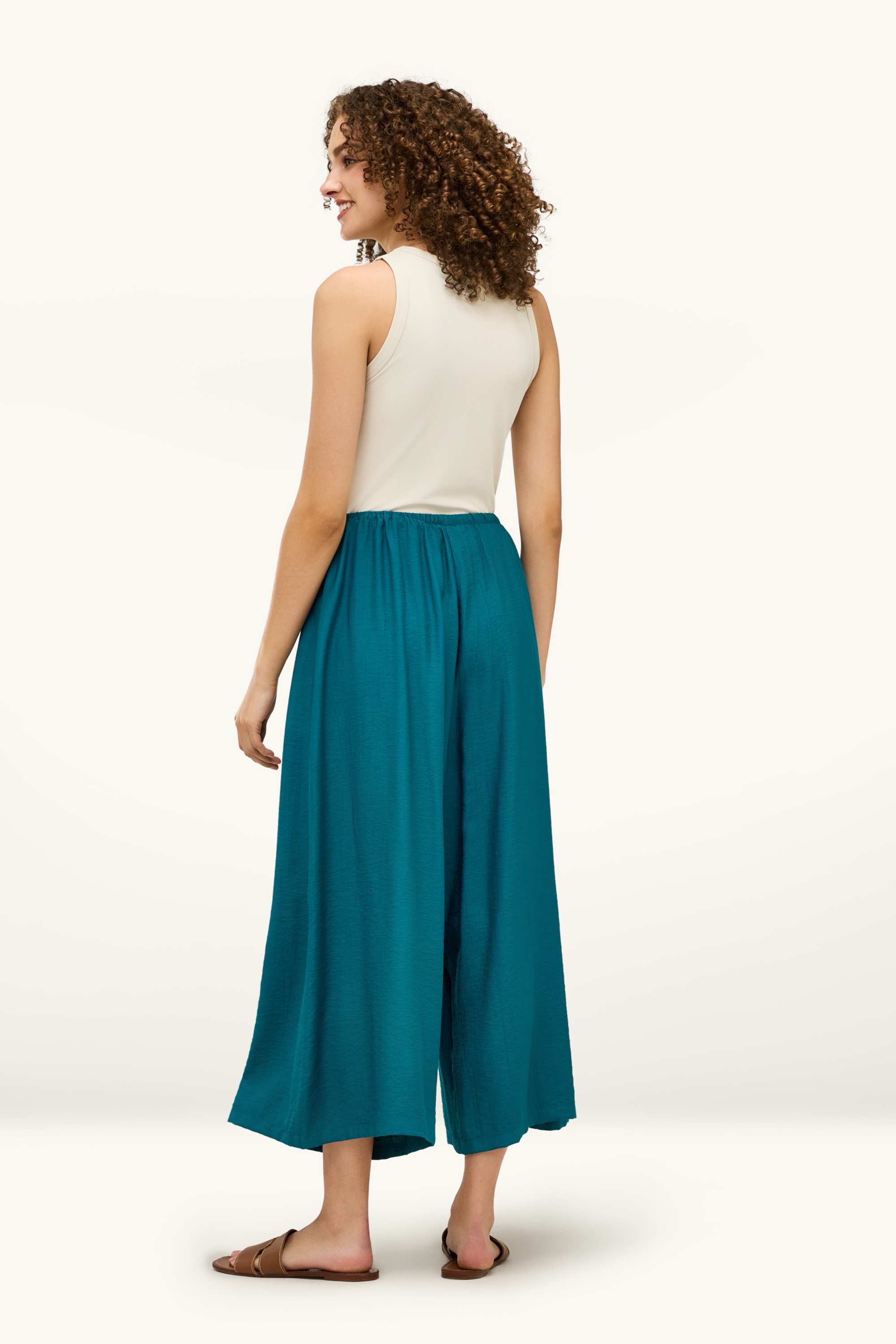 Cloth trousers - high waist - recycled green