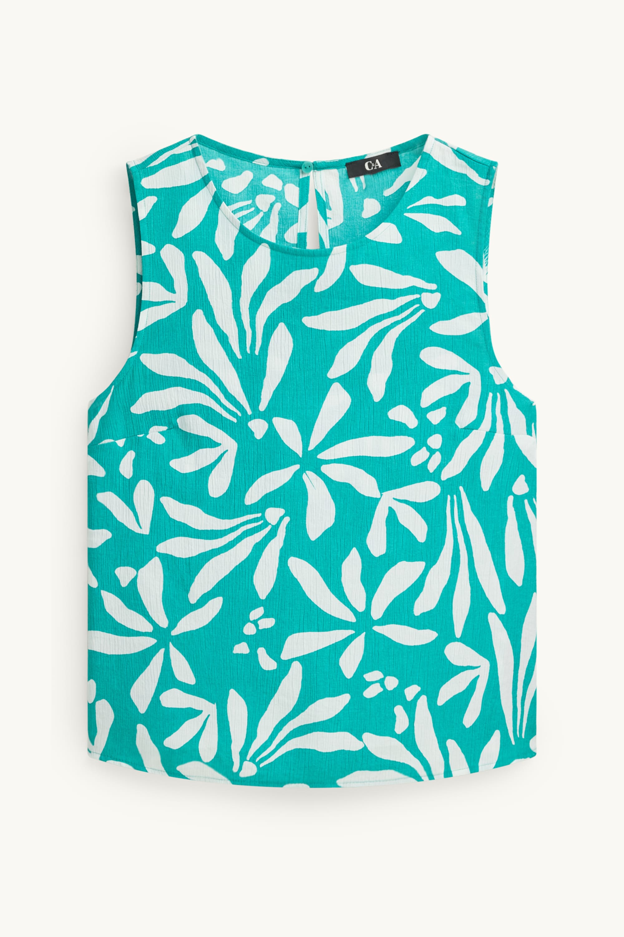 Blouse top - patterned turquoise