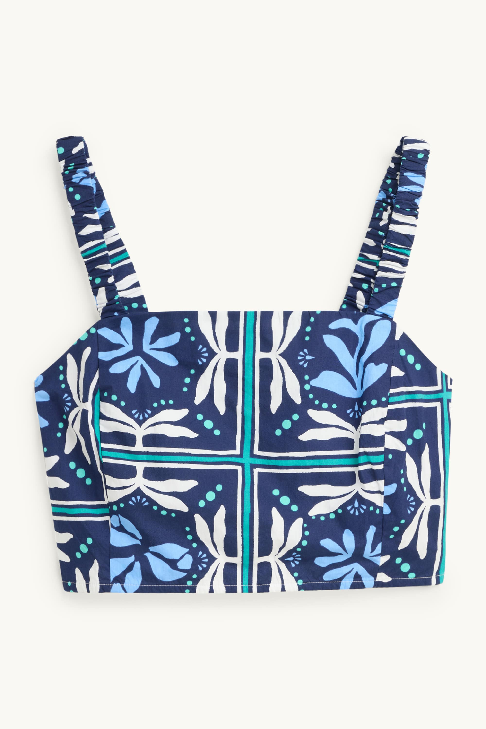 Cropped blouse top - patterned blue