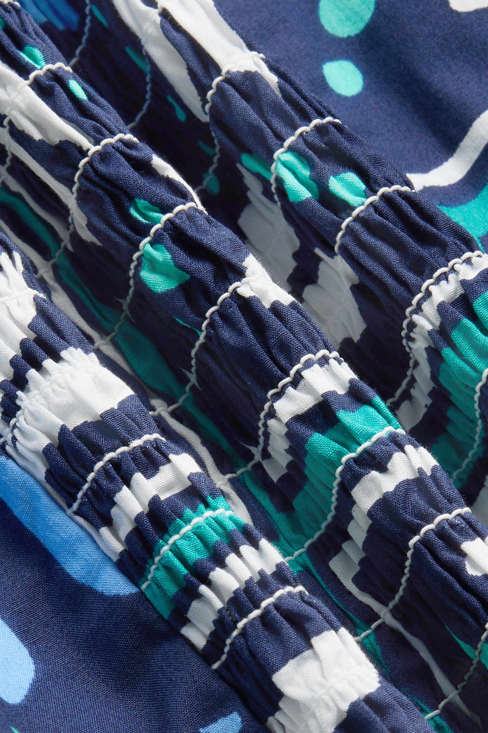 Cropped blouse top - patterned blue